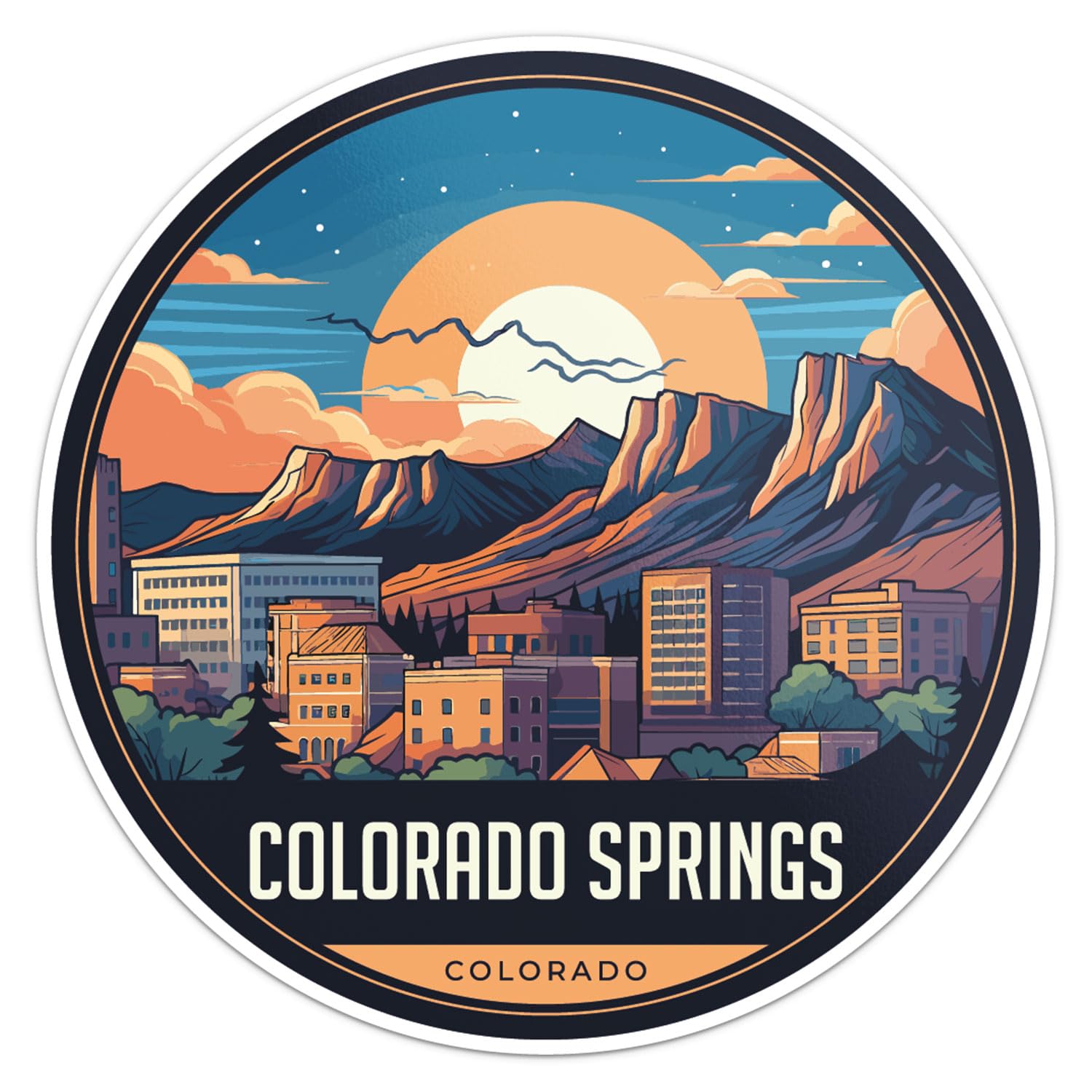 Colorado Springs City Sticker - Waterproof Vinyl Decal for Car Bumper, Laptop, Water Bottle, Wall, and Window, Size - 3'' Longer