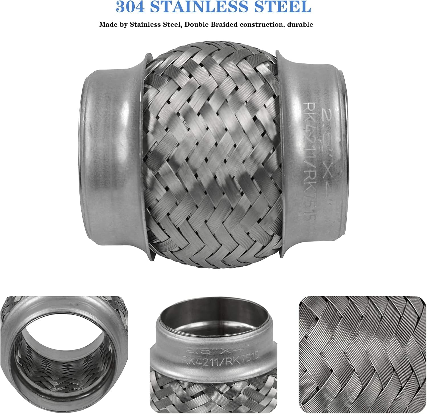 Rp Remarkable Power, Rk7515-2.5'' X 4'' Heavy Duty Stainless Steel Exhaust Flex Pipe