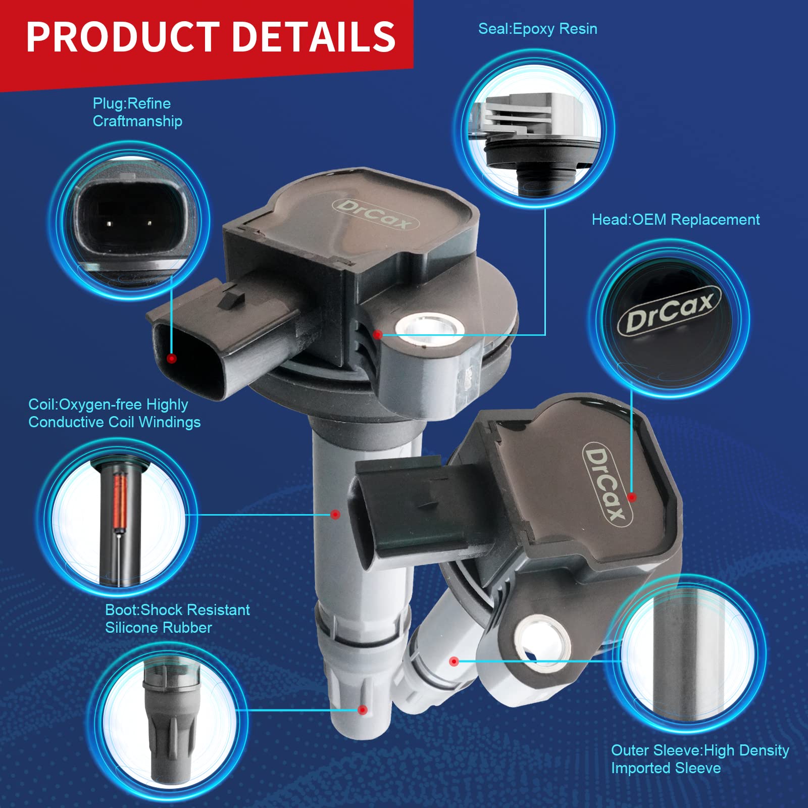 Drcax Oem Ignition Coil Uf595 Uf553 5C1652 E1053 Dg520 Compatible With Ford Lincoln Taurus Explorer F-150 Mustang Transit 150 25