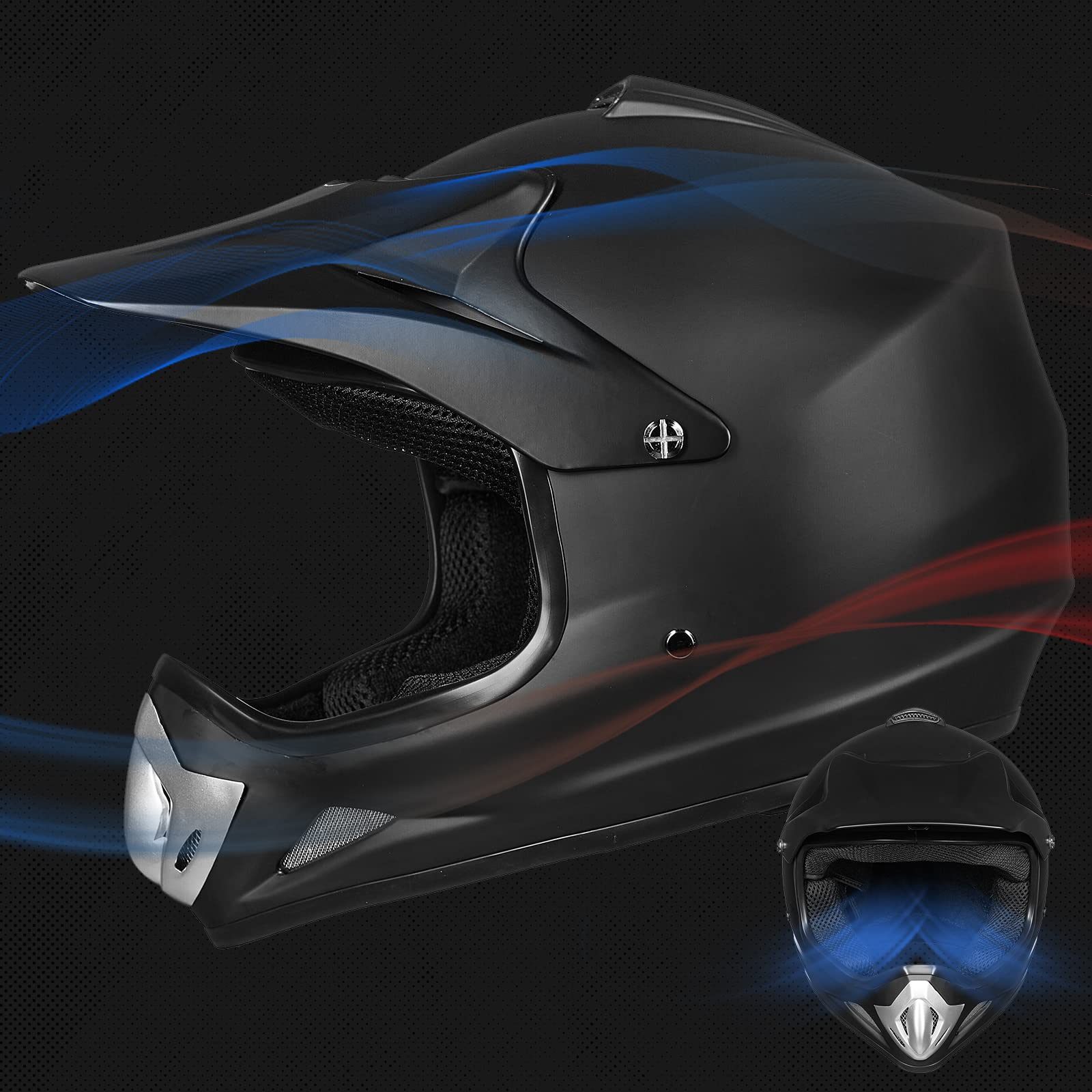 ILM Youth Kids Dirt Bike Helmet ATV Motocross DOT Off-Road Street Helmet Goggles Gloves Full Face Protective Helmet Model BLD-81