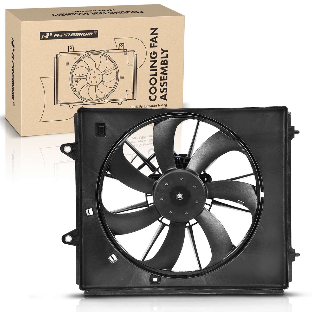 A-Premium Right A/C Condenser Fan Assembly Compatible with Select Honda Models - Odyssey 2011-2017 - Replace# 38611RV0A01, 38616