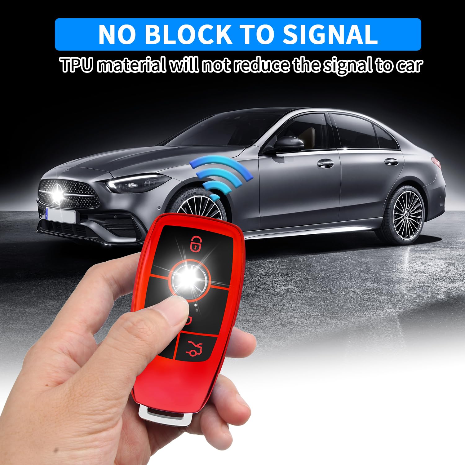 Qbuc For Mercedes Benz Key Fob Cover With Keychain,Soft Tpu Key Case Protector Compatible With Mercedes-Benz 2017-2023 E-Class 2