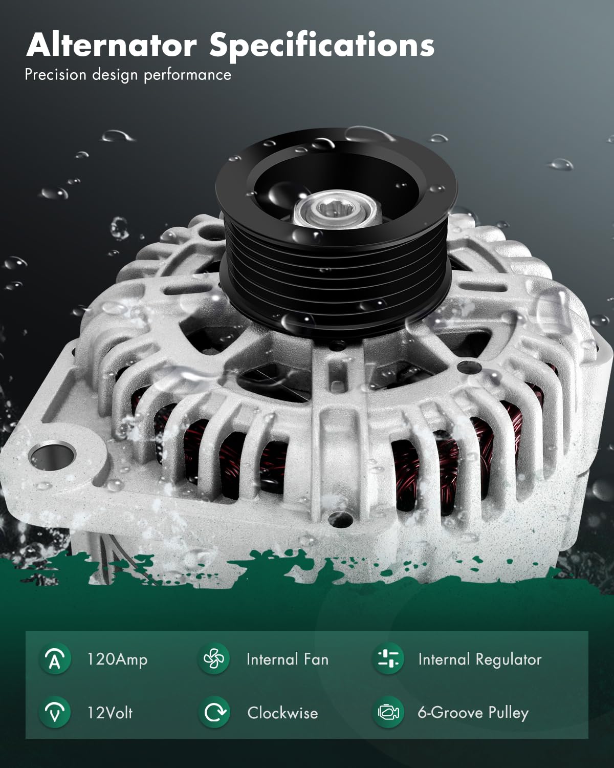 SCITOO Alternator Fits for Nissan for Maxima 2004 2005 2006 2007 2008 V6 3.5L- 12V 120Amp CW 6-Groove Pulley, Replace OE 11017