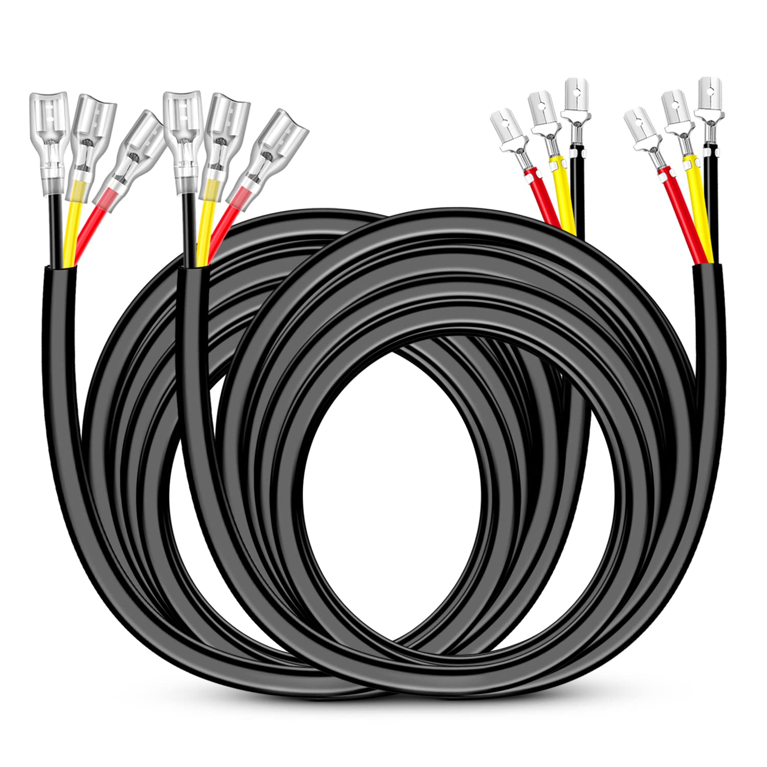 Nilight 2Pcs 16Awg 10Feet Wiring Harness Extension For 6Modes Amber White Light Bar Strobe Play And Plug 3-Wires, 2 Years Warran