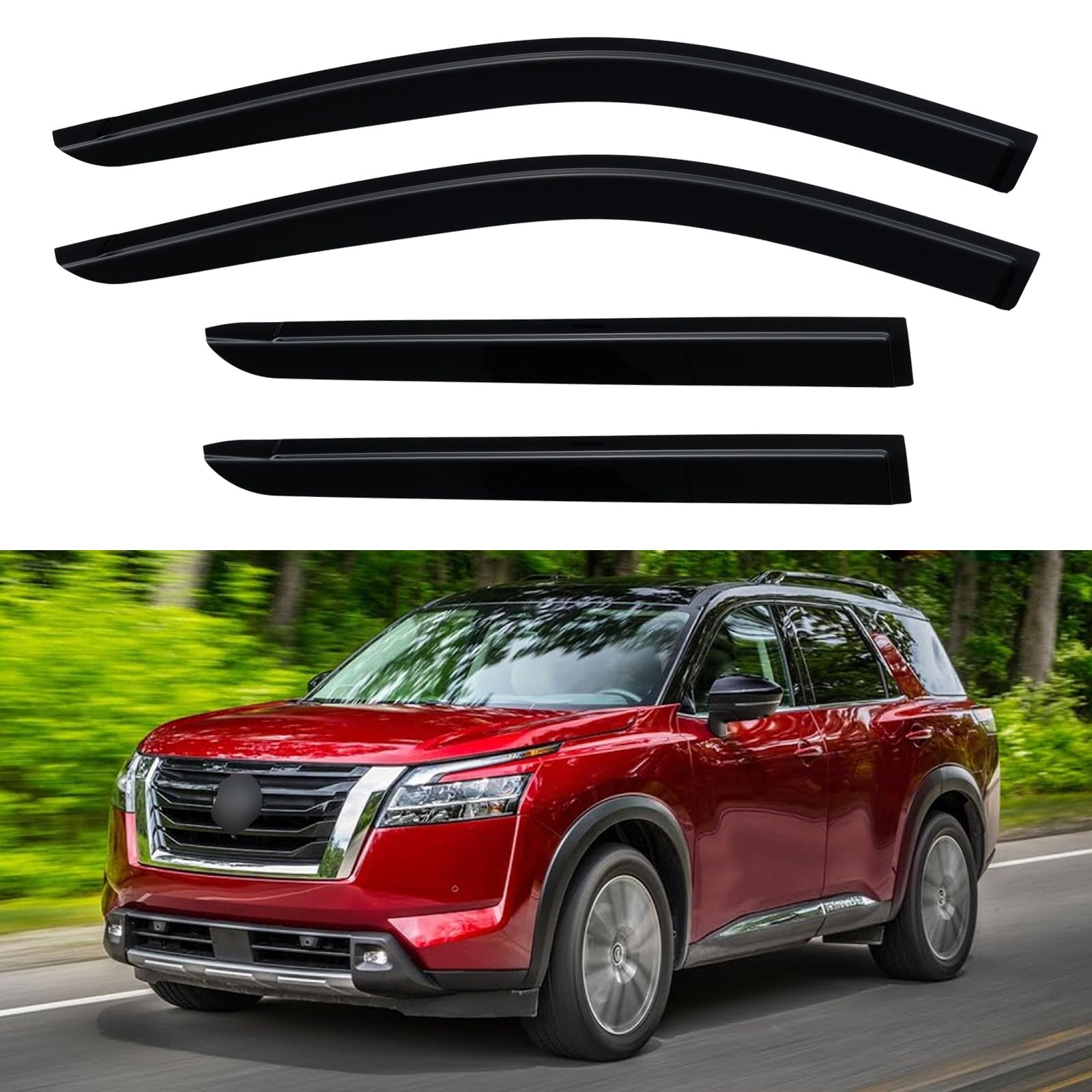 Window Visors Rain Guards for 2022 2023 2024 2025 2026 Nissan Pathfinder, Out-Channel Window Vent Wind Deflectors Visors Shades 