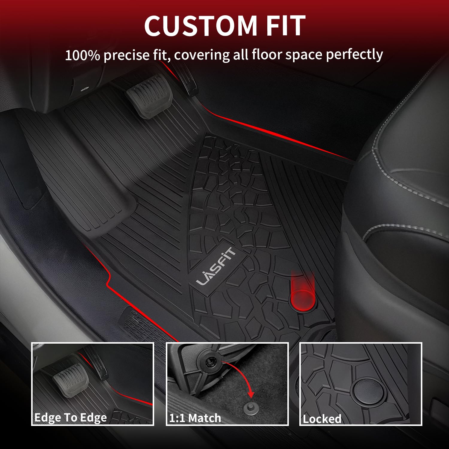 Lasfit Floor Mats & Trunk Mat For Jeep Grand Cherokee 2022-2025 5-Seat (Include 4Xe, Not For L), All Weather Tpe Custom Fit Car