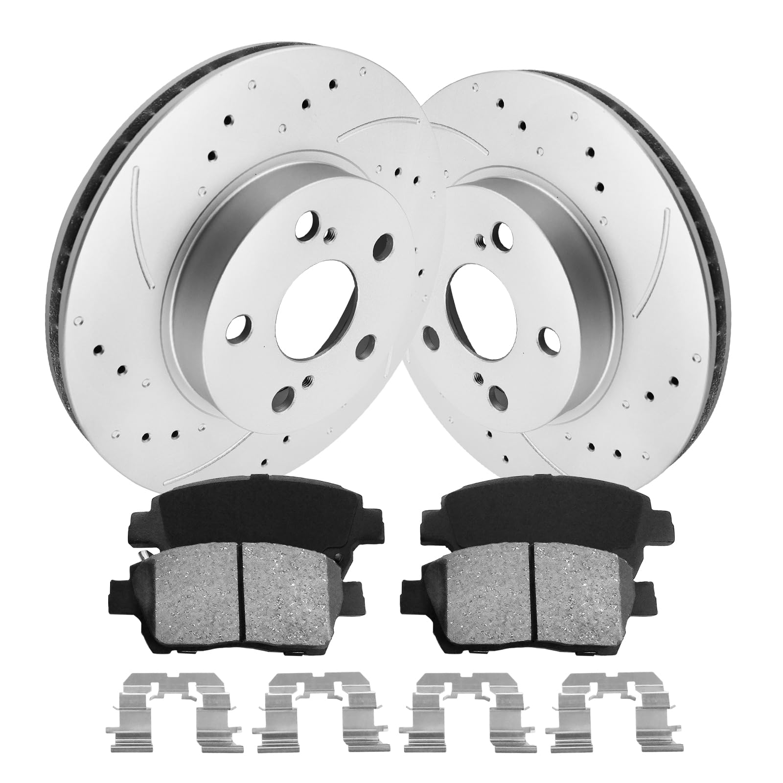Anpulsero Front Automotive Replacement Brake Kit, Drilled and Slotted Brake Rotors Ceramic Brake Pads Compatible with 2004-2009 