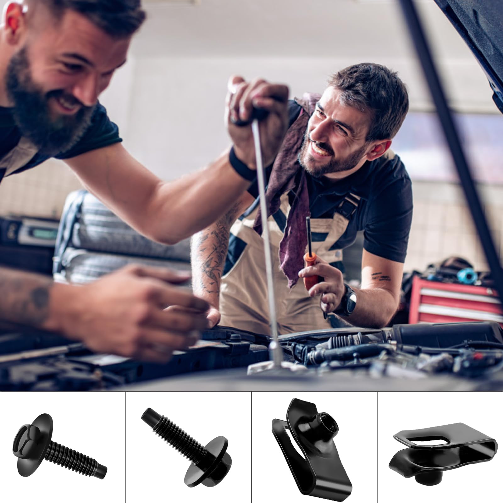 ?Upgraded?30 Sets M6-1.0  25mm Extruded U Nuts and Hex Head SEMS Bolts Kit w/Dog Point -OEM Replacement for GM 11503714, Ford W5