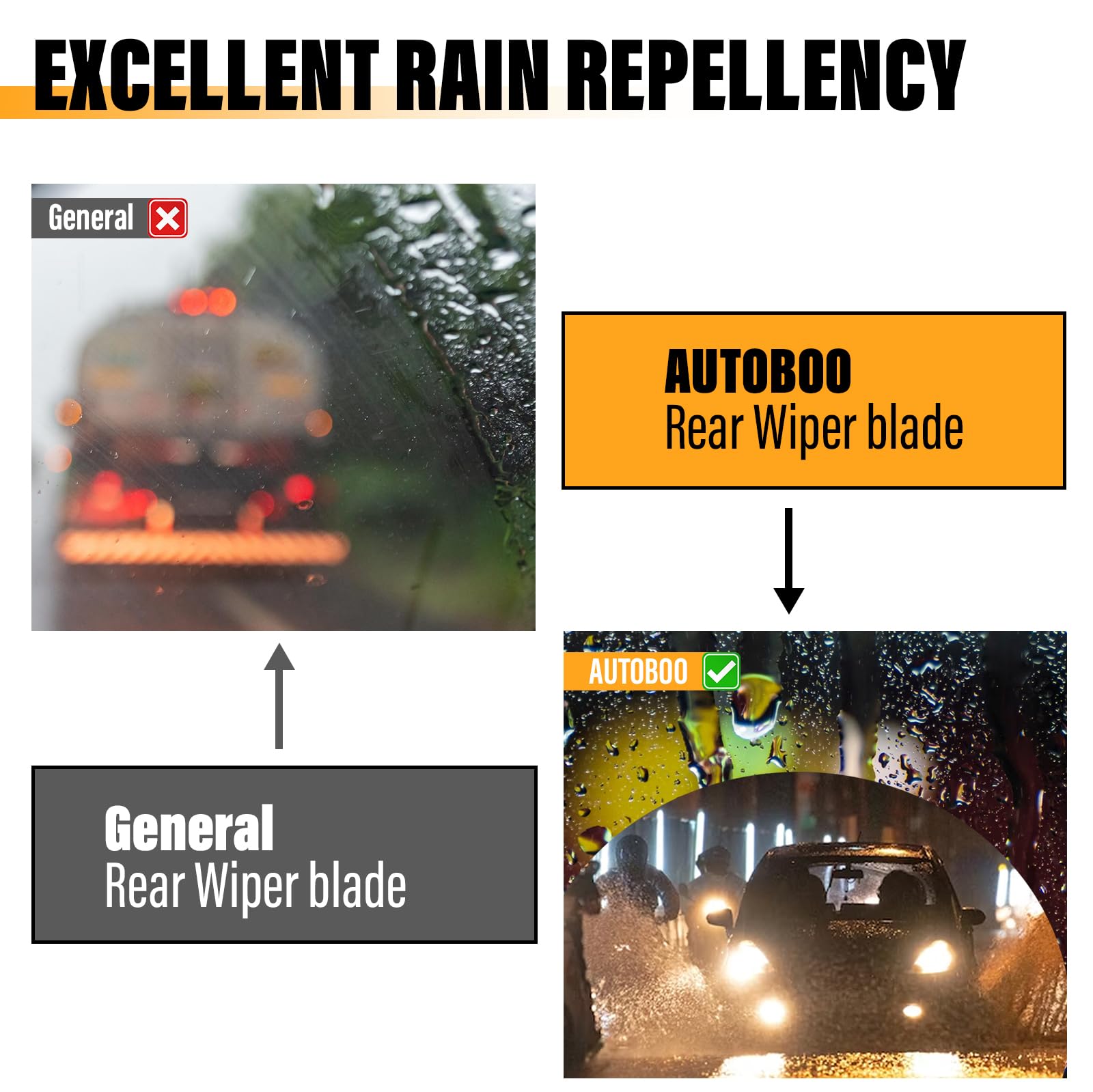 Autoboo 14 Inch Rear Wiper Blade Replacement For Jeep Cherokee,Tucson,Accent,Lexus,Rx330 Rx350 Rx400H,Mazda Cx5 Cx7 Cx9,2008-2014 Scion Xb- Original Equipment Replacement- 14' (Pack Of 1)