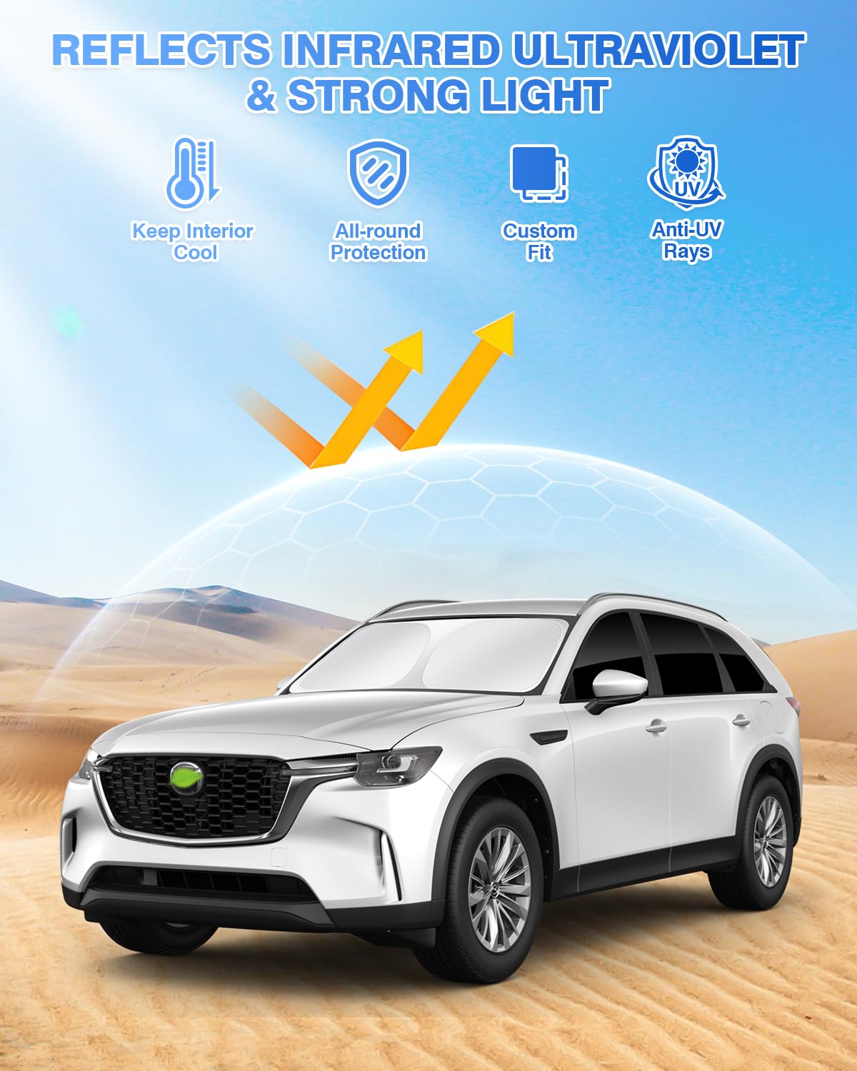 Canvcle Sunshades For Mazda Cx-90 2024-2025 Cx90 Accessories Windshield Sun Shade Side Rear Window Shade Cover Sun Visor Shield