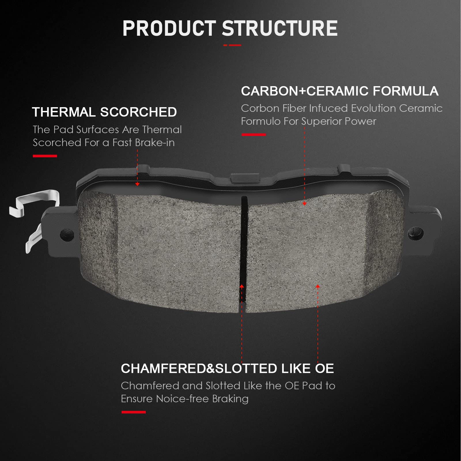 Cciyu D905 D1650 Front Rear Ceramic Brake Pads Kits 8Pcs Fit For 2013-2017 For Nissan Altima