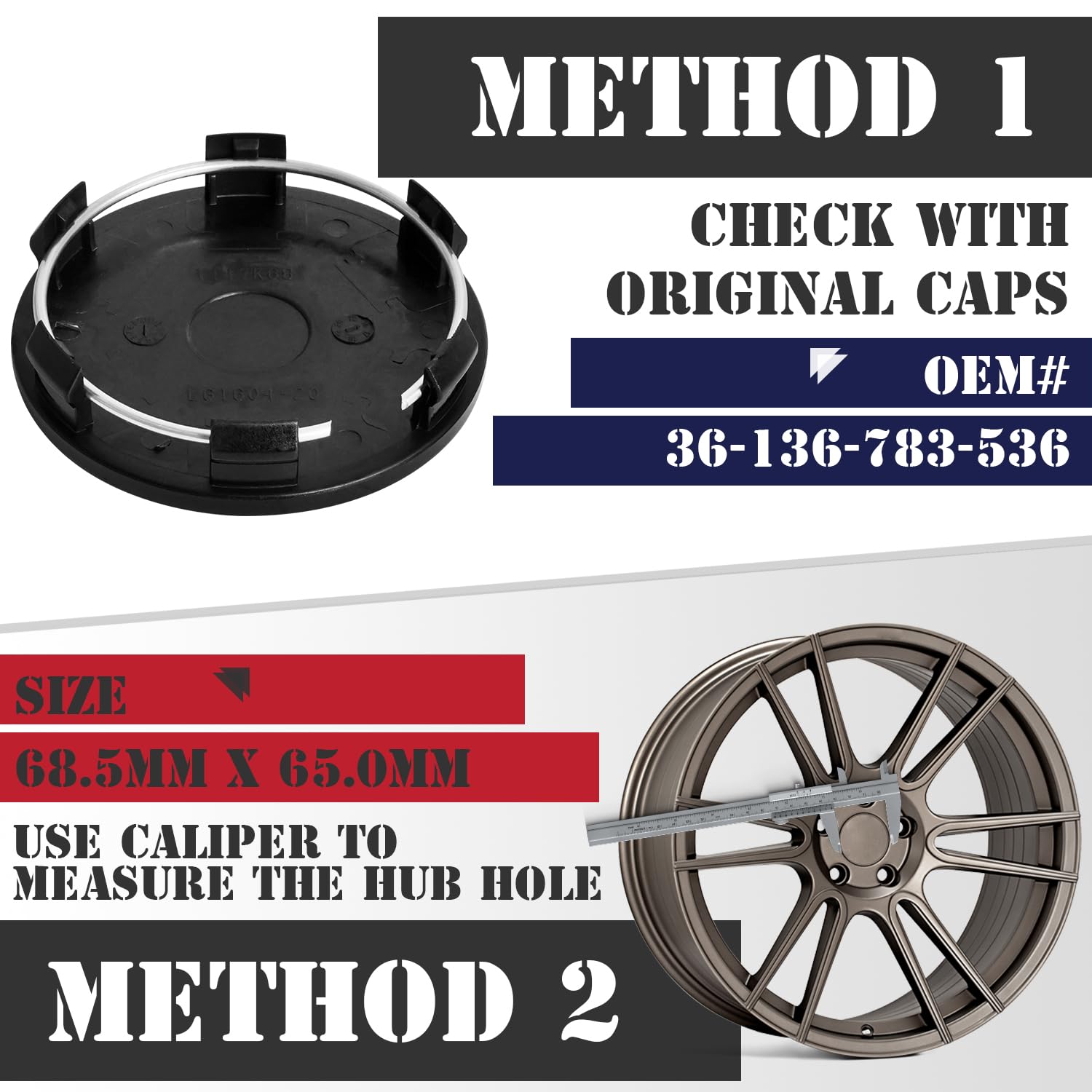 Kitspro 2.7Inch 68Mm Wheel Center Caps For Bmw 3 Series 4 Series 5 Series X Serires Z Series Rim Hub Caps 3613 6783 536, Pack Of