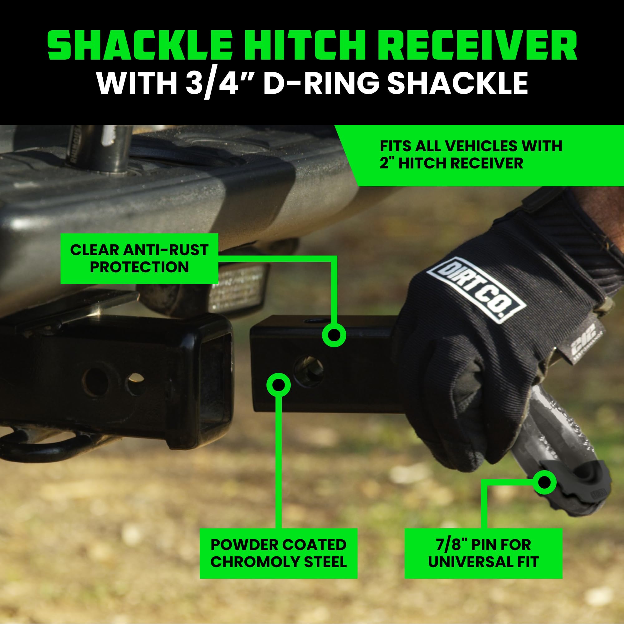 Rhino Usa Shackle Hitch Receiver (Fits 2'' Receivers) Best Towing Accessories For Trucks, Jeep, Toyota & More - Connect Your Rhi