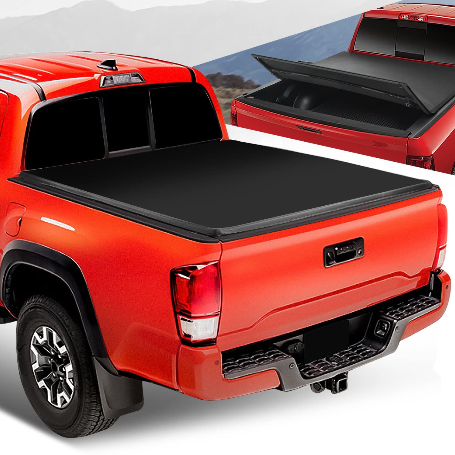 Auto Dynasty Soft Tri-Fold Truck Bed Tonneau Cover Compatible With 2005-2015 Toyota Tacoma 6Ft Fleetside/Styleside Bed Without B