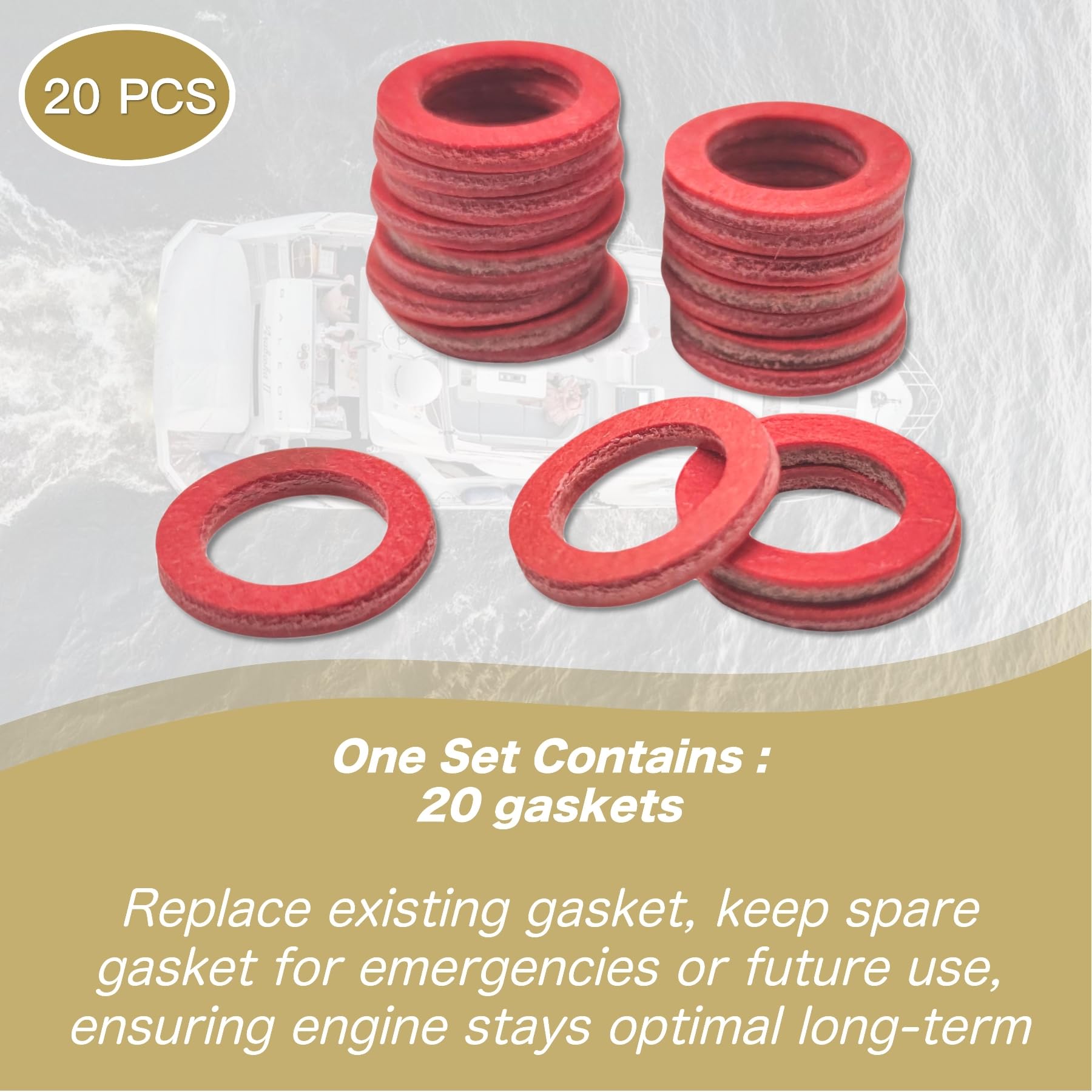 Jlm Marine 20 Pcs 90430-08003 Lower Gearcase Oil Drain Gaskets For Most Yamaha 4 Stroke Outboard Motor Seals 90430-08020