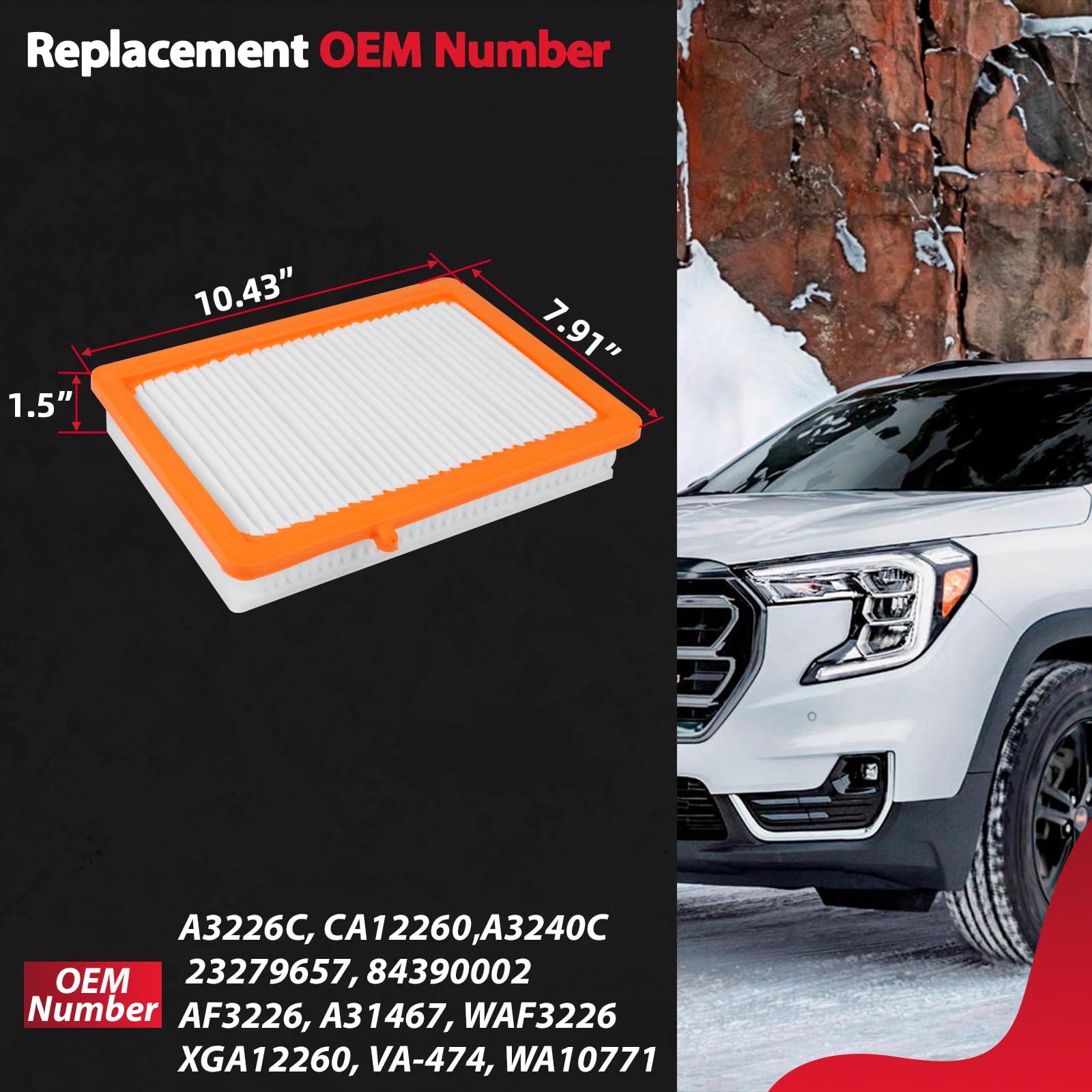 A3212C Engine Air Filter Kit Fit For 2018-2023 Chevy Traverse/ 2019-2023 Chevy Blazer/ 2017-2023 Gmc Acadia/ 2018-2023 Buick Enc