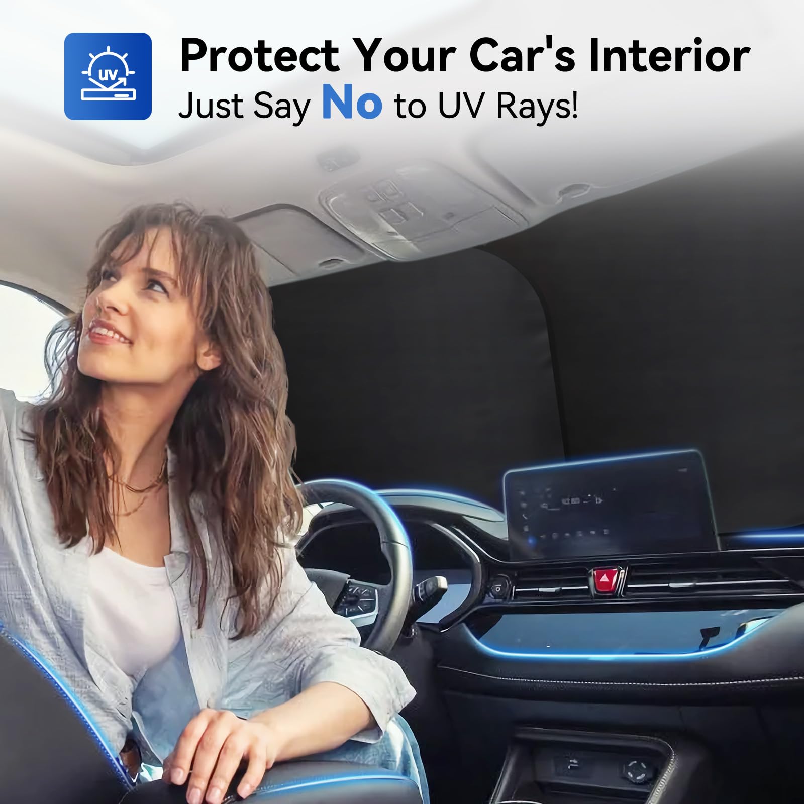 Arana Car Windshield Sun Shade 2 Piece?240T Thickened Front Window Sunshades Blocking 99% Uv & Heat?2025 Upgrade Sun Visor Keeps