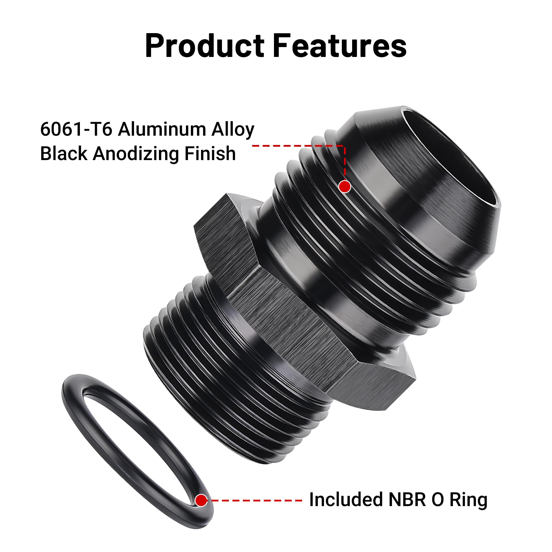 Evil Energy 12An Male Flare To M24 X 1.5Mm Male Metric Fitting Adapter Aluminium Alloy 2Pcs