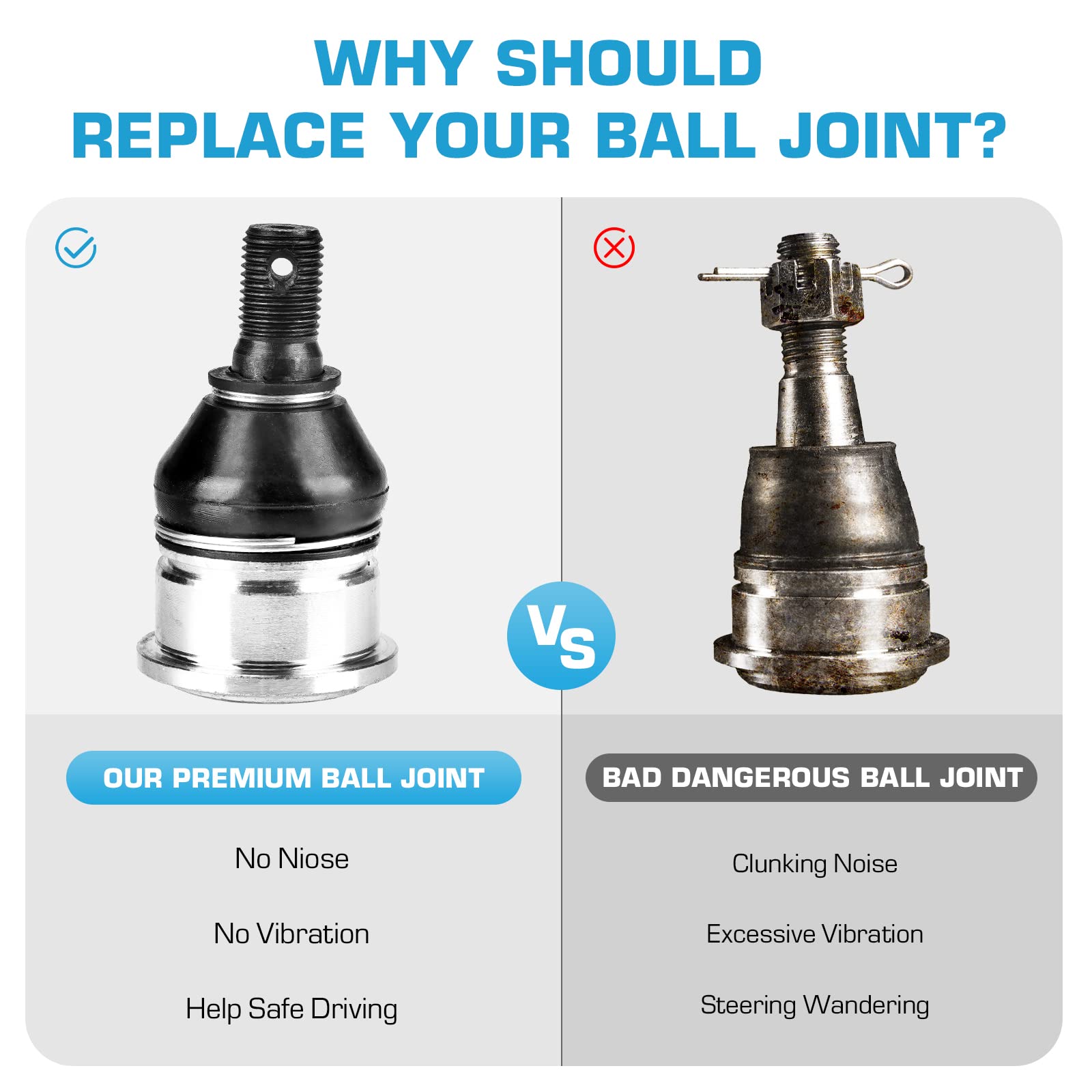 Upper Lower Ball Joints Fit for Yamaha Grizzly 550/700, Kodiak 450/700 EPS 4WD 2013 2014 2015 2016 2017 2018 2019 2020 2021 2022