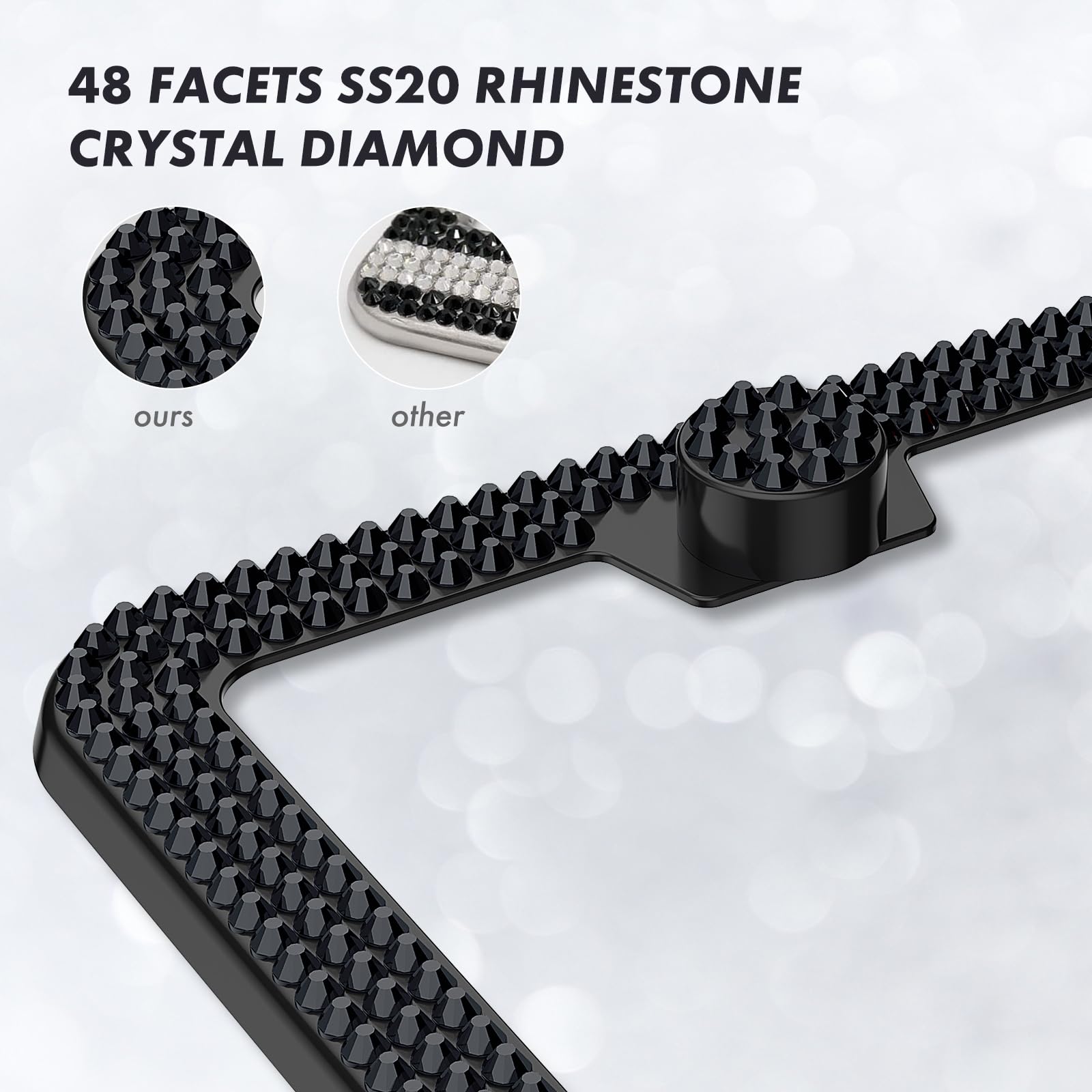 Share&Care Bling License Plate Frame With Gift Box, Crystal License Plate Cover, Car License Plate Holder With Rhinestone Crysta
