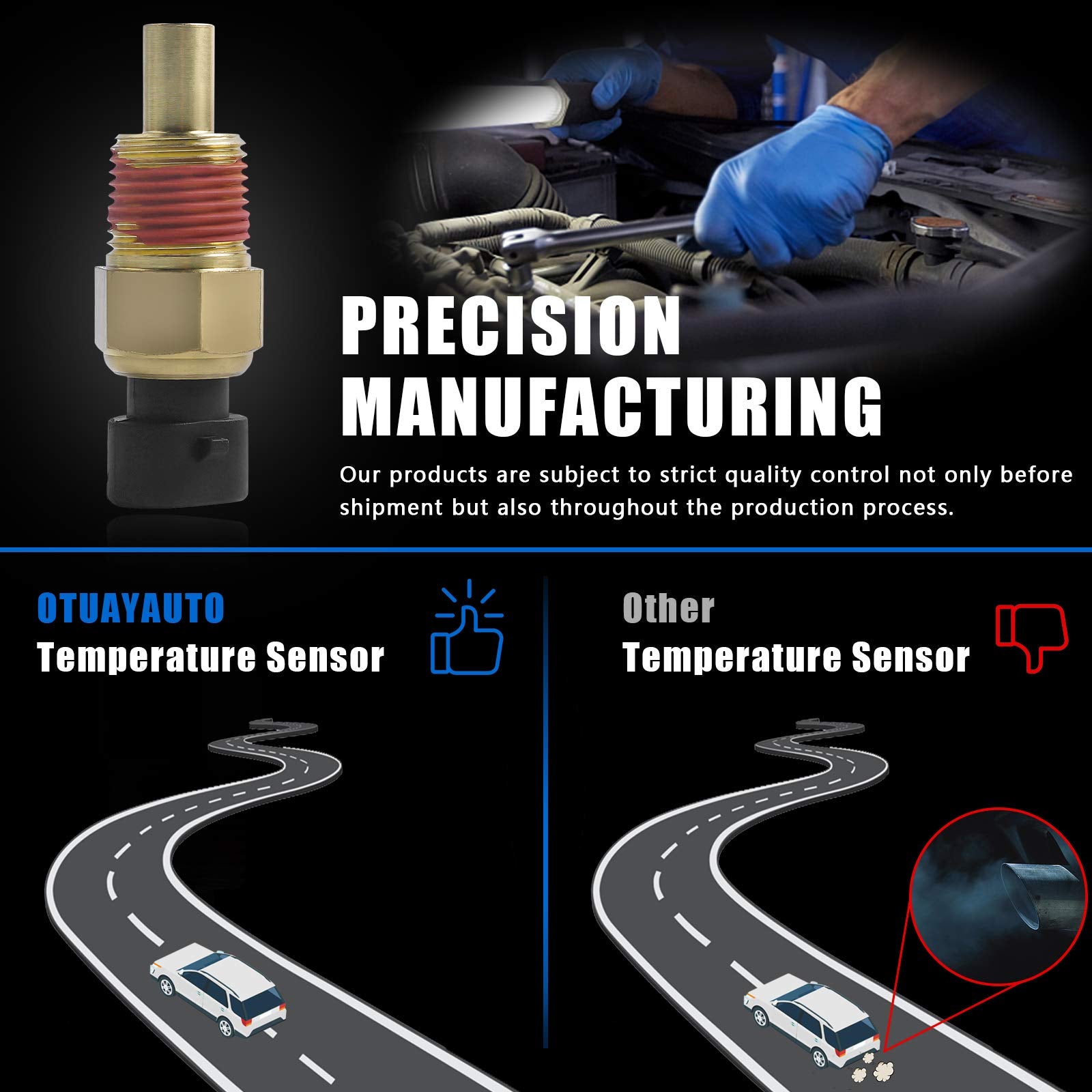 OTUAYAUTO 05744030 Engine Coolant Temperature Sensor Water Temp Sensor Replacement for GMC Chevy Cadillac Buick Oldsmobile Ponti