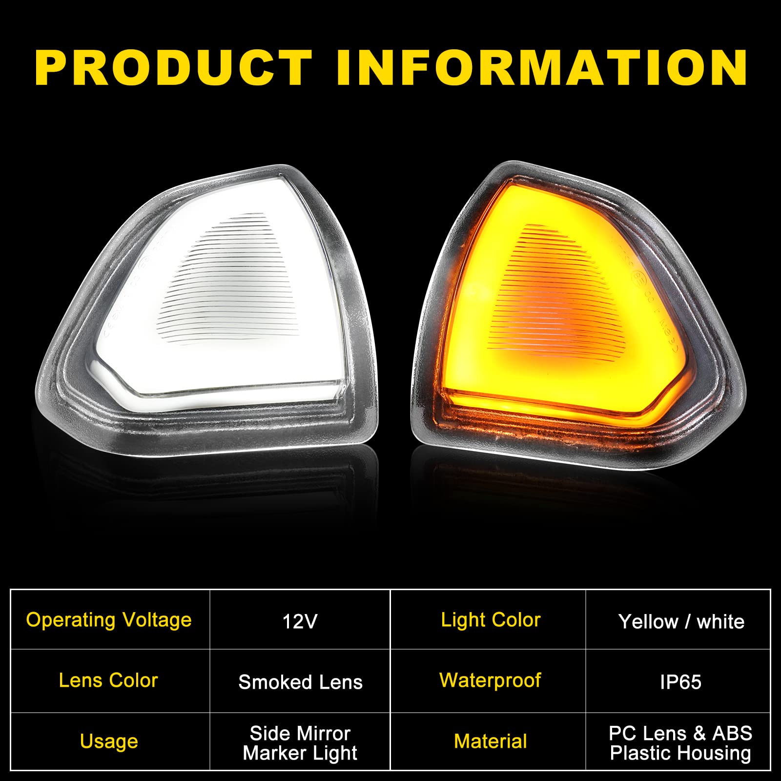 Switchback Mirror Lights Turn Signal Light Left and Right LED Side Mirror Lamps Clear Cover Lens for 68302828AA 68302829AA Compa