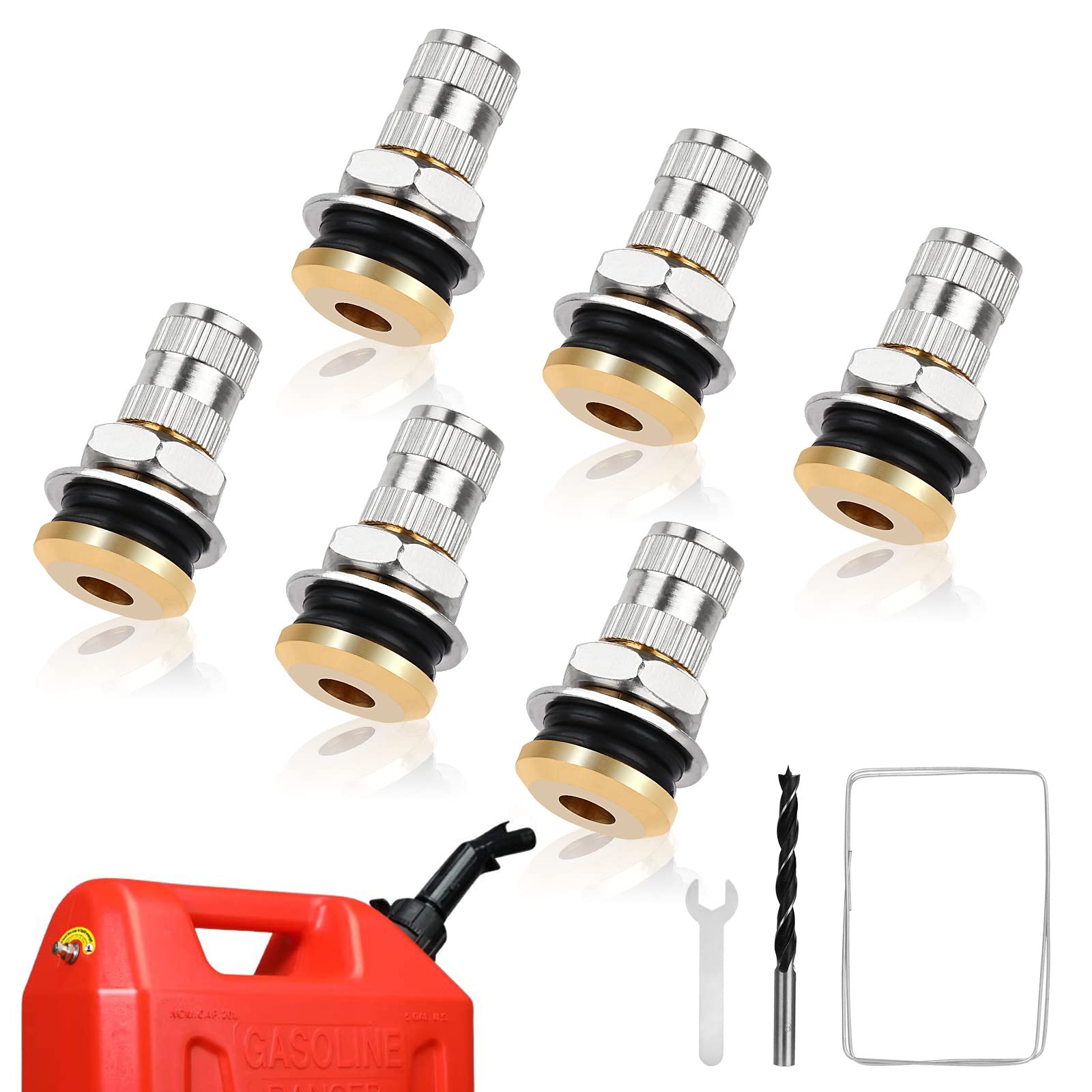 Gas Can Vent Caps | 6 Pack Fuel Gas Tank Vent Caps | Metal Gas Can Replacement Vent Plug | Leak-Proof Gas Jug Vent Caps| Gas Tank Exhaust Caps For Faster Flow