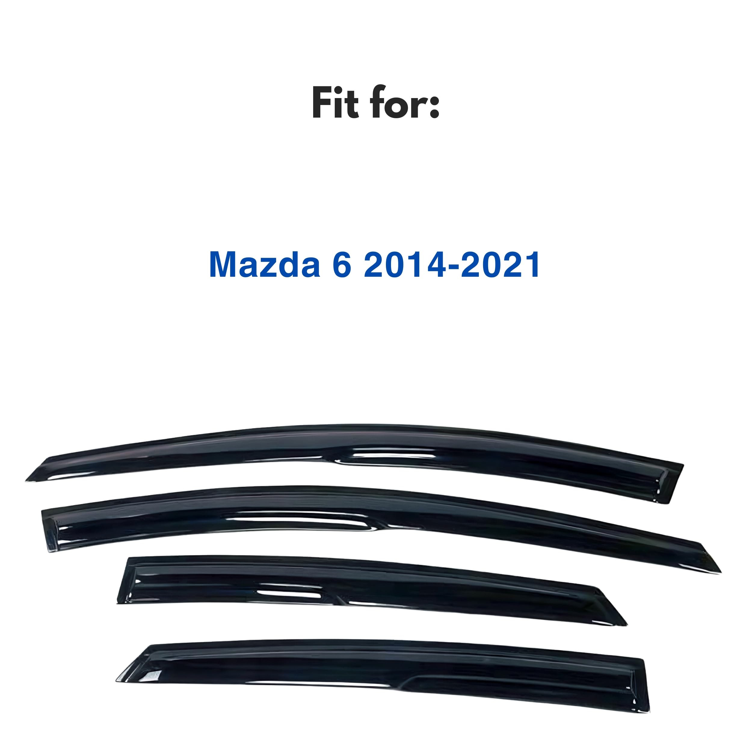 Immortal Group IG Window Visor for Mazda 6 2014-2021, Black Acrylic Rain Guard Deflector, Mugen Style, Durable Tape-On Design