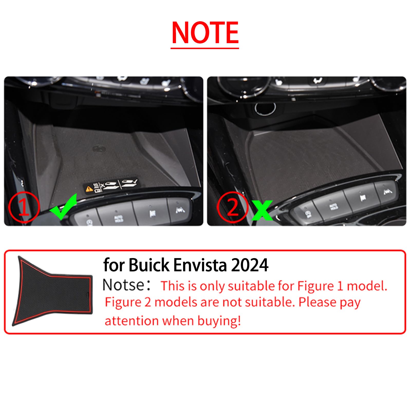 Car Anti-Slip Gate Slot Cup Mats For Buick Envista 2024 2025 Center Console Liners Cup Holders Inserts Mat Door Pocket Liners Accessories Interior (Red)