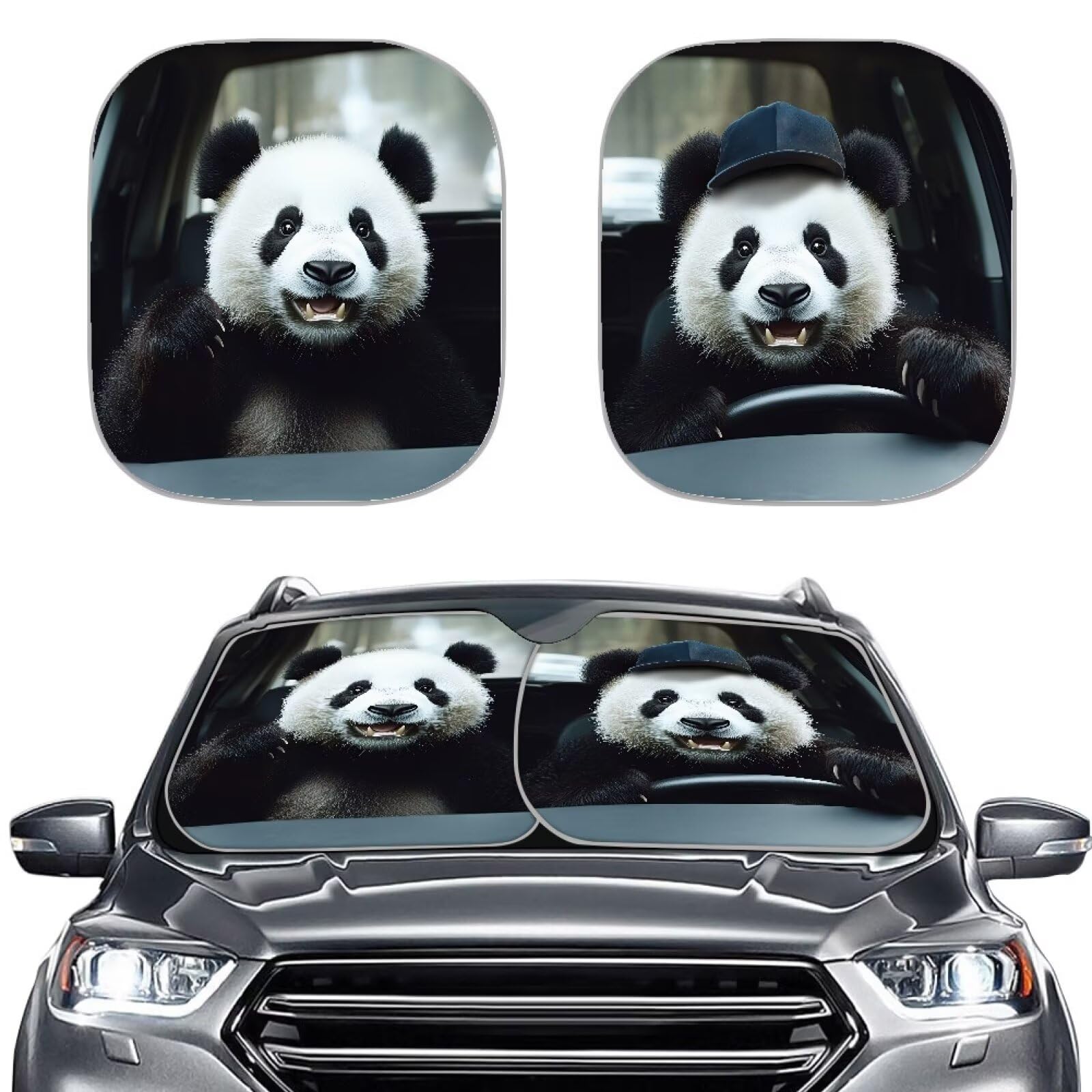 Renewold Car Windshield Sunshade Vehicle Front Window Sun Shade For Most Sedans Suv Truck Panda Animal Driving Auto Sun Blocker
