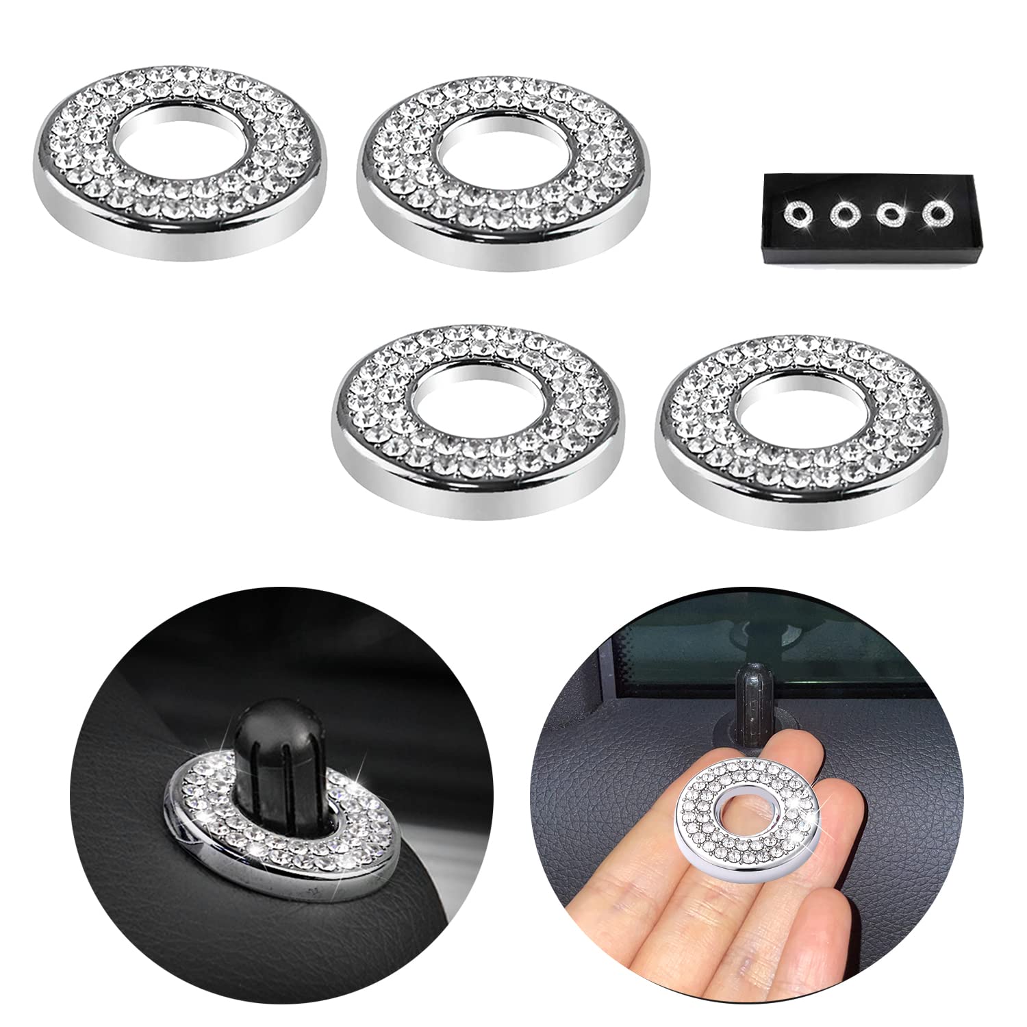 Bling Car Interior Accessories Car Bling Accessories For Women Rhinestone Car Interior Accessories Bling Inner Car Door Lock Bli