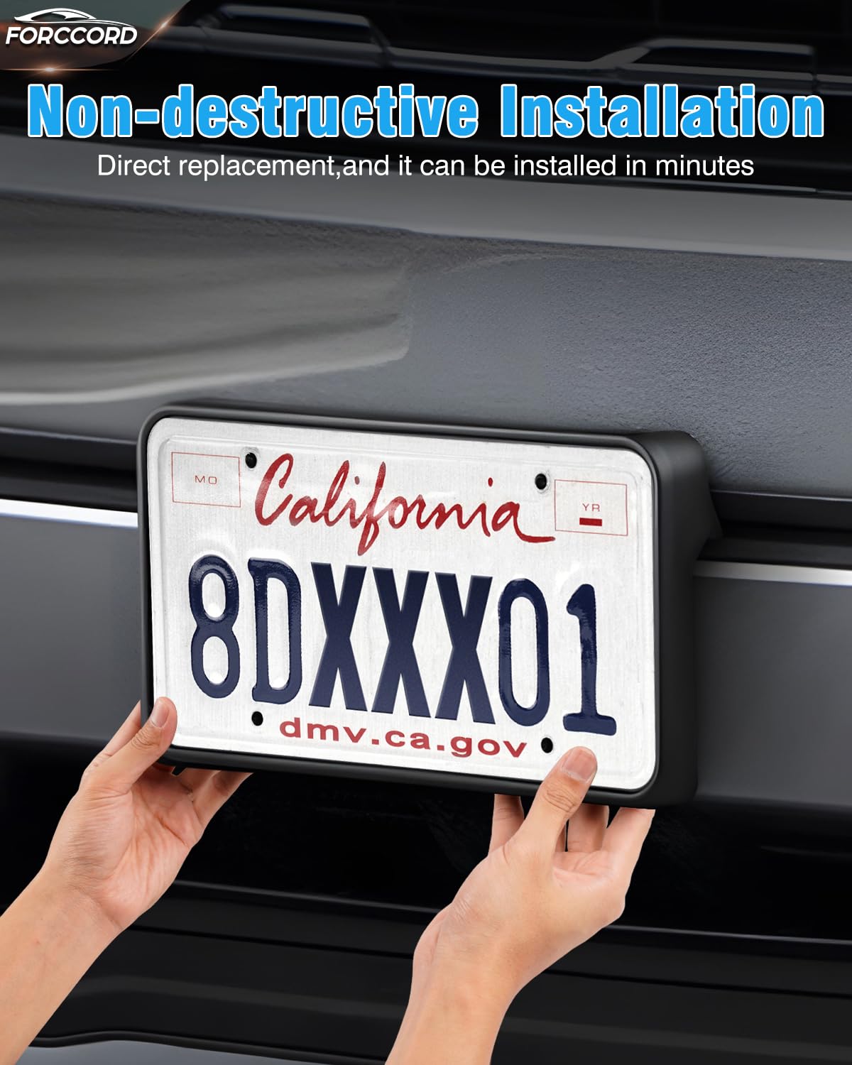 Forccord License Plate Bracket Silverado 1500 2019 2020 2021 2022 Front License Plate Frame Black Car Accessories Replacement 84
