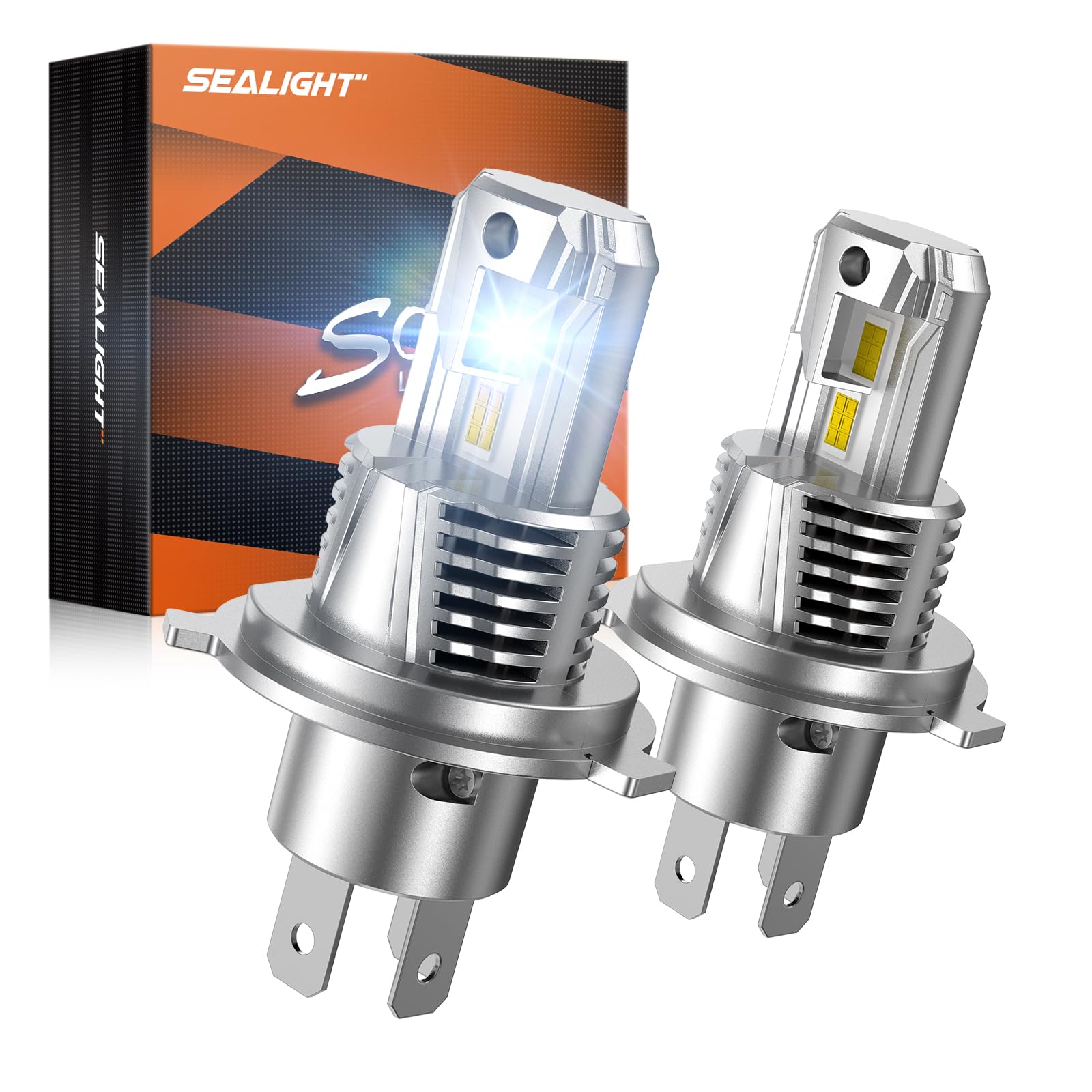 Sealight H4 Fog Light Bulb, 1:1 Real Size, 36,000Lm 9003/Hb2 Fog Light Bulbs, 6500K Cool White With Fan, Pack Of 2