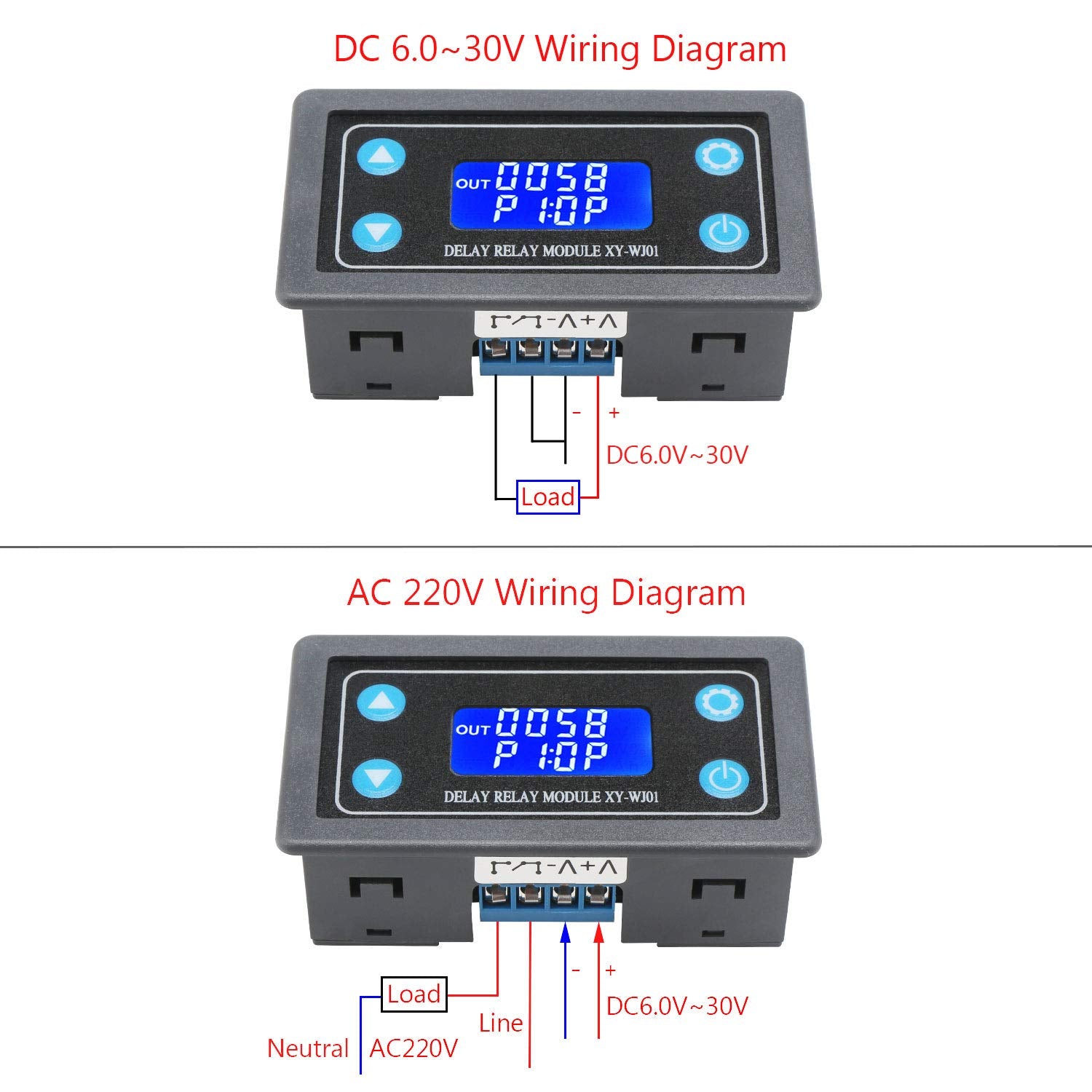 Drok Delay Relay Module, Dc 6-30V Timer Relay 12V 24V 0.01S-9999Min 50Ma Digital Timer Cycle Delay Switch Module Ac 220V Power On-Off Controller With Lcd Display Switch Button Case