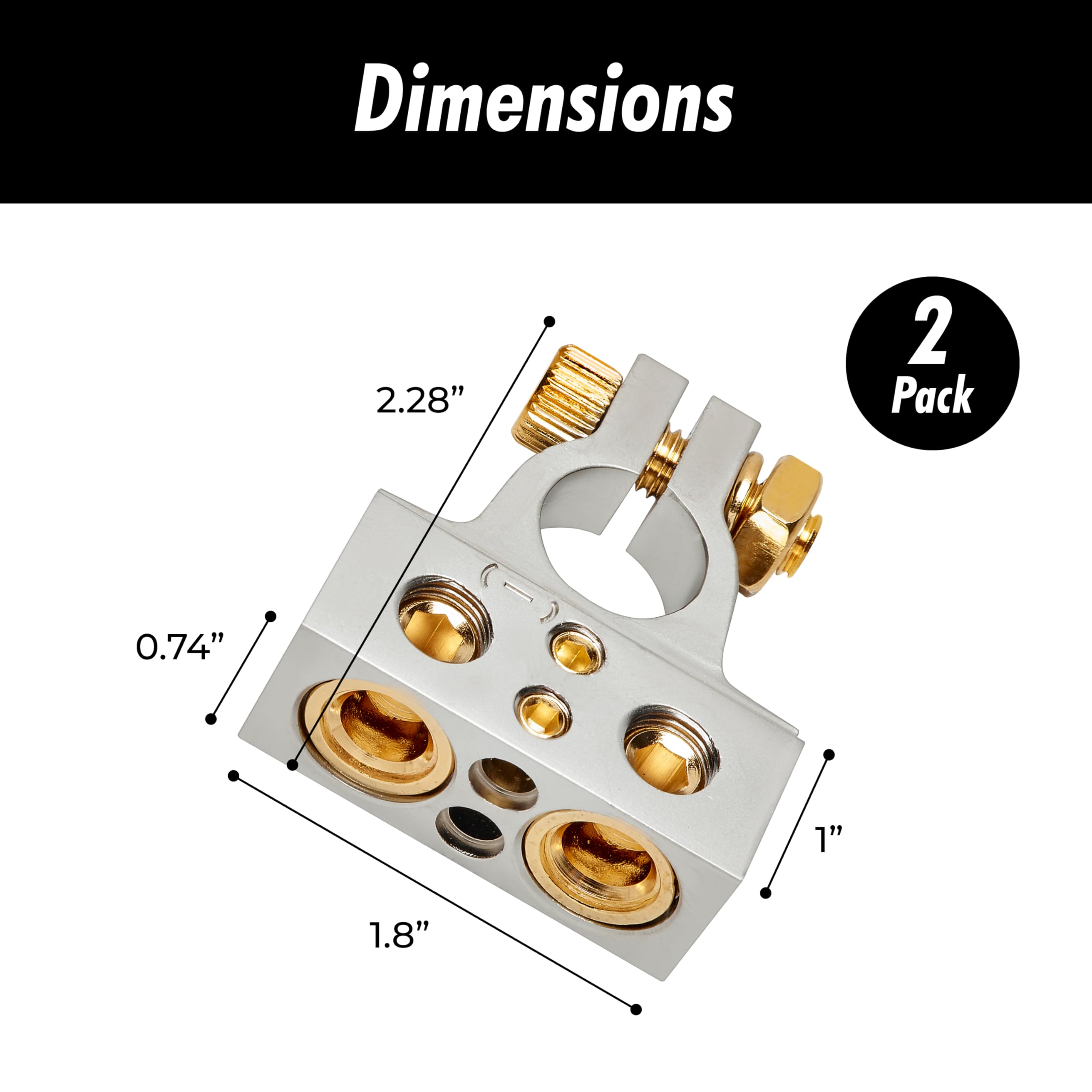 Installgear 0/4/8 Or 10 Gauge Battery Terminals With Shims - Positive And Negative - For Battery Pack, Car Battery Terminal, Bat