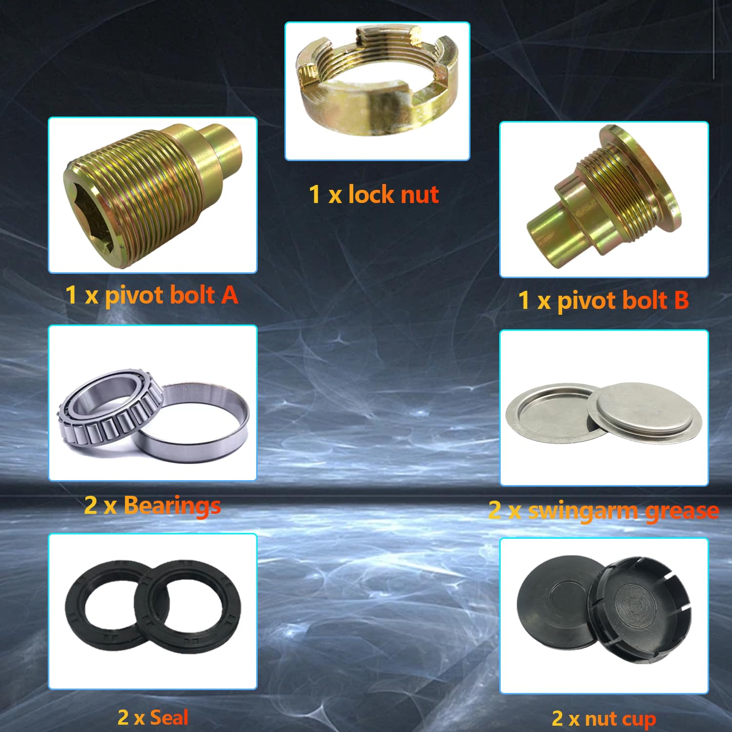 Biglknm Swingarm Bearing Seal Kits & Bolts & Lock Nuts & Cap Rebuild Kit For Recon 250 Trx250 Trx250Te Fourtrax 300 Trx300 Rancher 350 400 Foreman 300 450 500 Rubicon 500