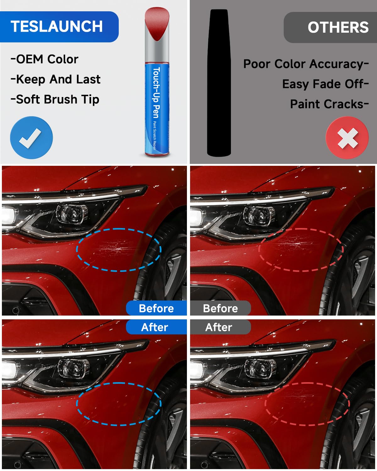 RSACET LY3D/G2 Tornado Red Touch Up Paint Compatible with Volkswagen Exact Match Touch Up Paint Car Scratch Repair