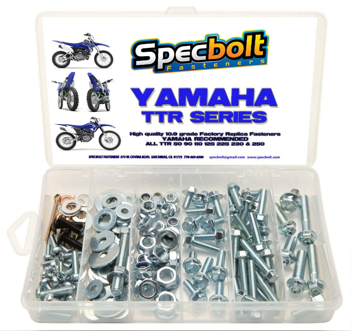 120pc Specbolt Fasteners Bolt Kit Fits: Yamaha TTR 1994-Present Maintenance Restoration TTR50 TTR80 TTR90 TTR110 TTR125 TTR225 T