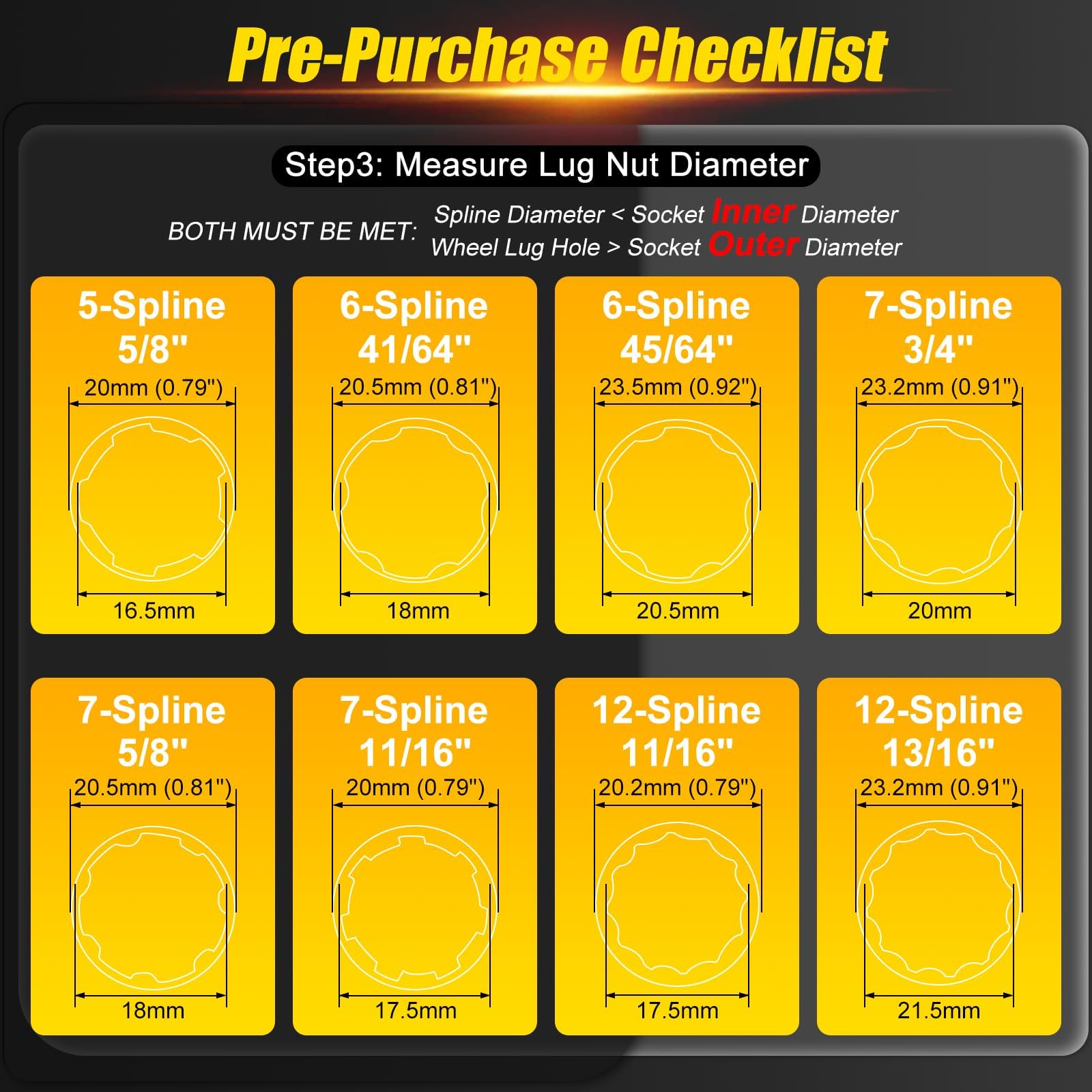 Topec 16-Piece Locking Lug Nut Master Key Set | 5, 6, 7, 12 Spline Socket, Star And Internal Hex Style Lug Nut Key, Cr-Mo Steel