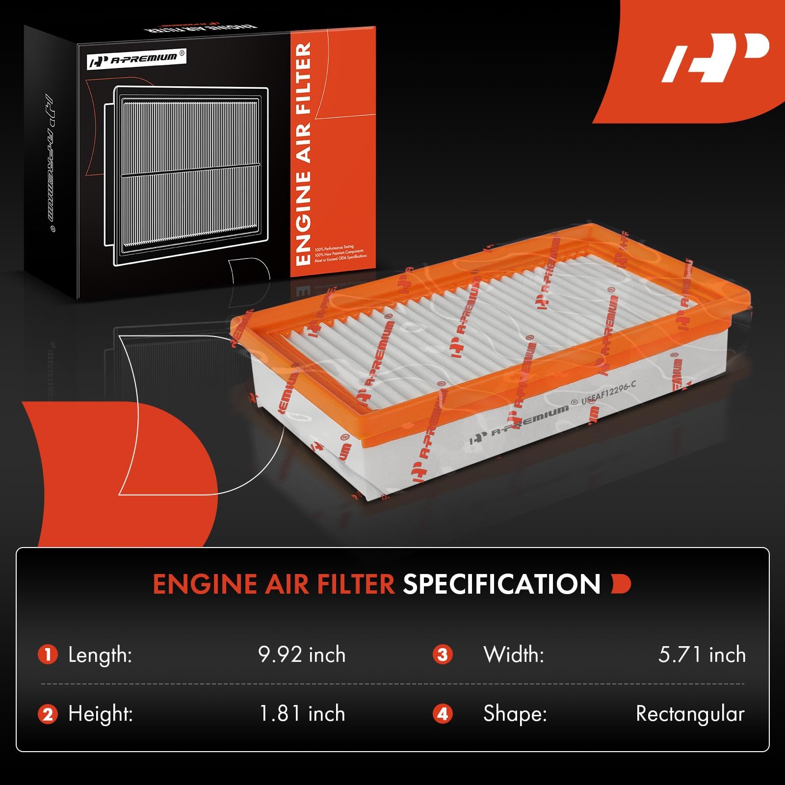 A-Premium Front Engine Air Filter Compatible With Hyundai Accent 2018-2022 & Kia Rio 2018-2023, 1.6L, Replace# 28113H9100, 281138100