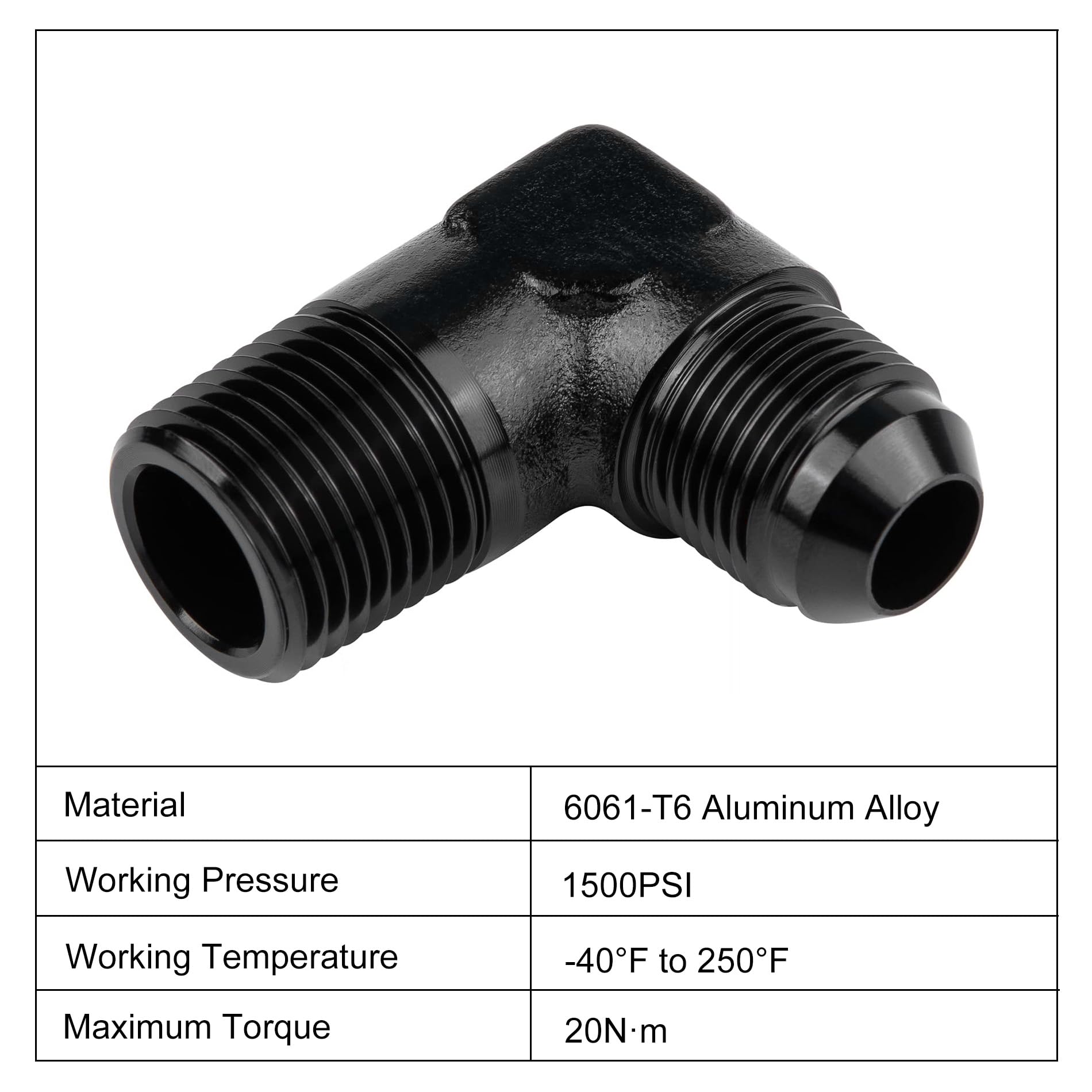 Evil Energy 8An To 1/2'' Npt Male 90 Degree Fitting Adapter Aluminum