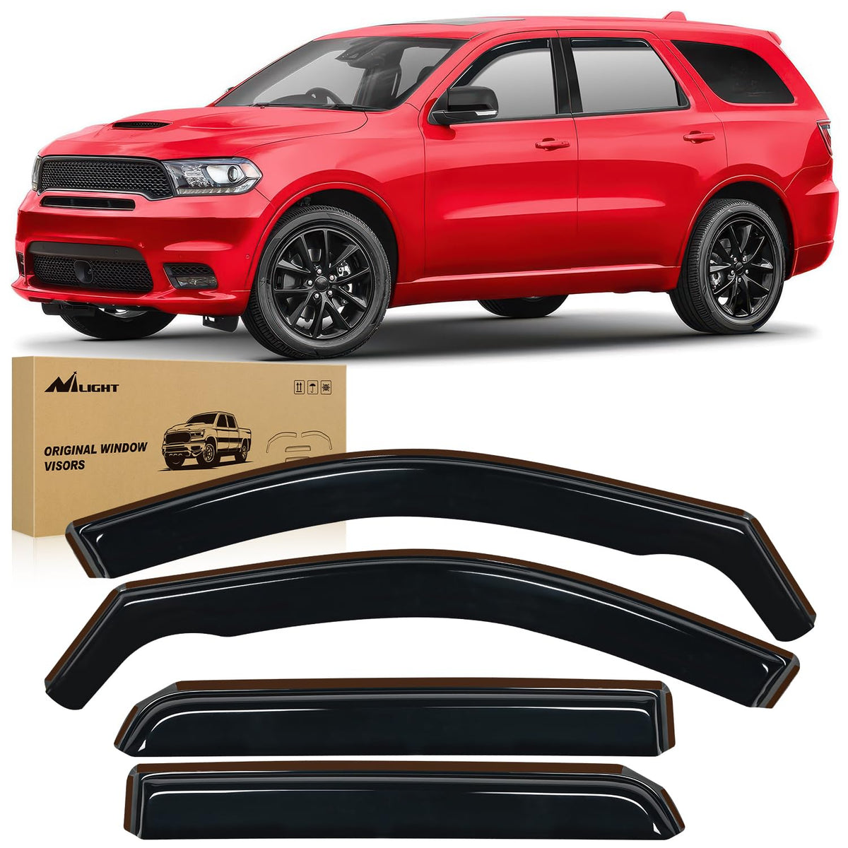 Nilight Window Visor Compatible With Dodge Durango 2011 2012 2013 2014 2015 2016 2017 2018 2019 2020 2021 2022 2023 2024 In Chan