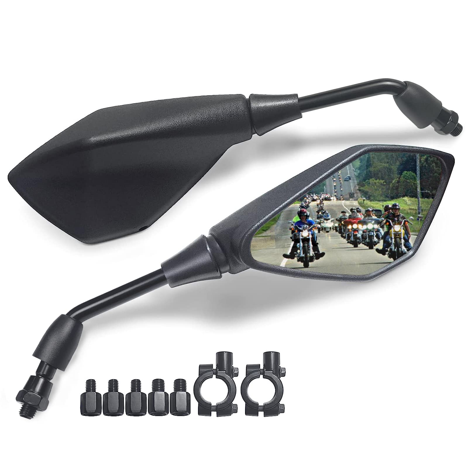 MAMIKO Universal Motorcycle Rear View Mirrors for 7/8 '' Handlebar Mount Compatible with Motorcycle Scooter Moped Polaris Sports