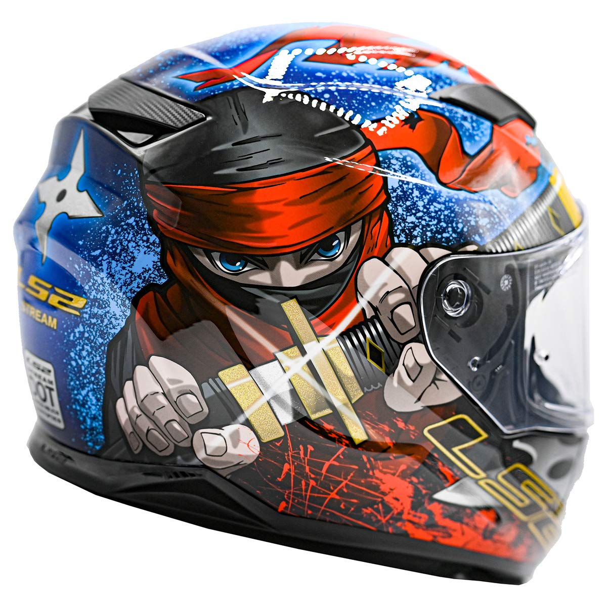 Ls2 Helmets Full Face Stream Evo Ninja Helmet (Red Blue - Small)