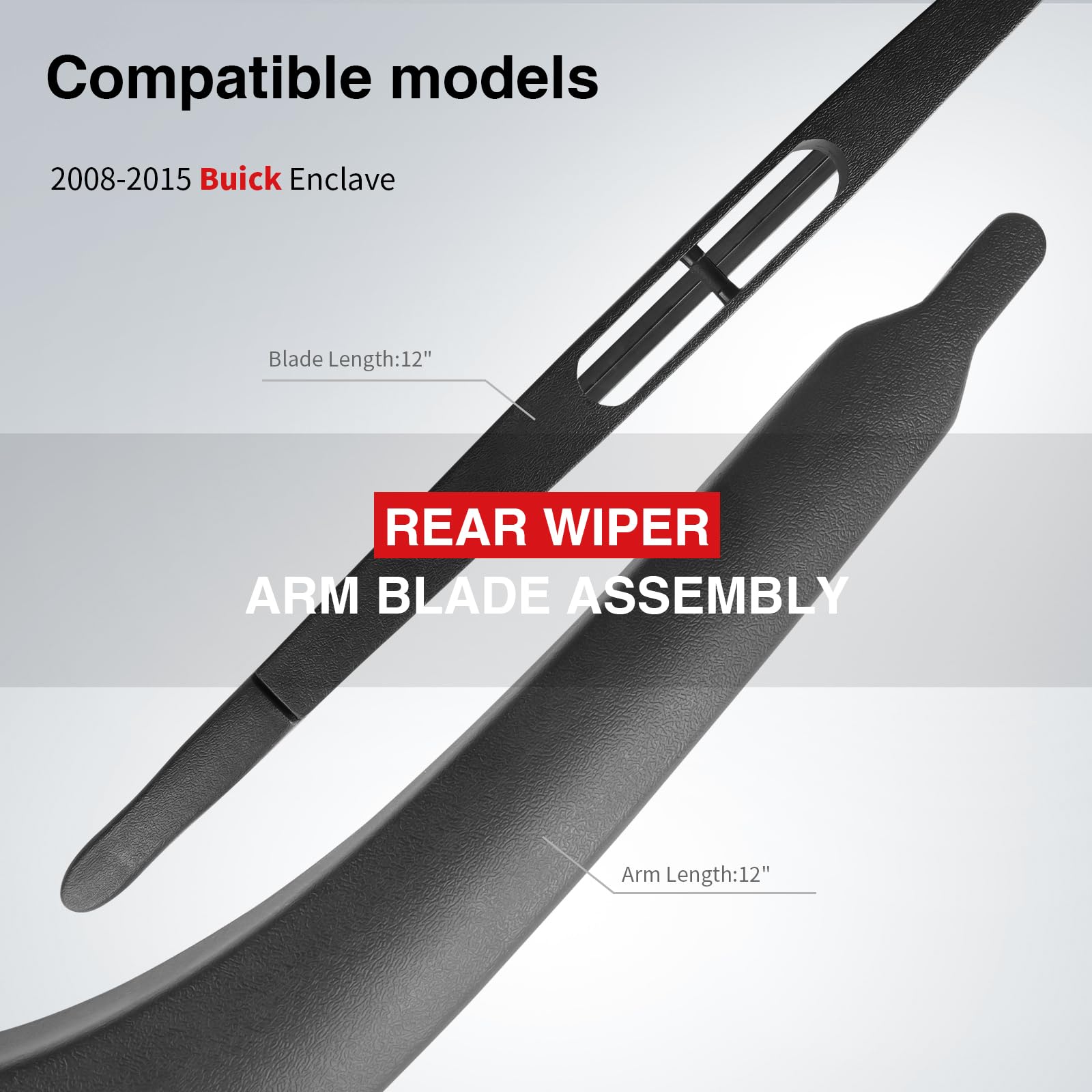 OTUAYAUTO Rear Wiper Arm and Blade Set for 2008-2017 Buick Enclave - Complete Replacement Solution