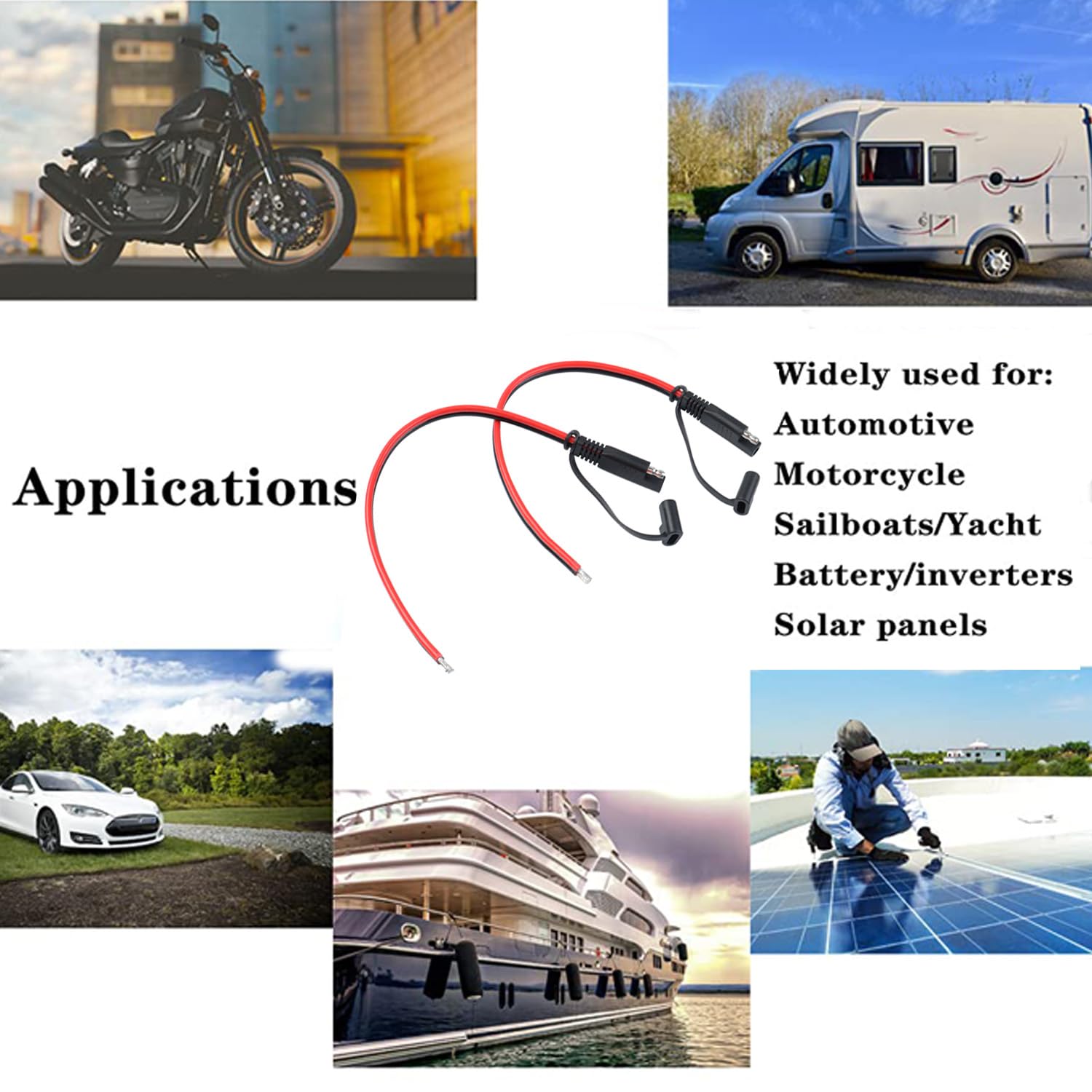 10Awg Sae Extension Cable Quick Disconnect Wire Harness Plug For Rv Trailer Trolling Motor Solar Panel Boat And More 2 Pack