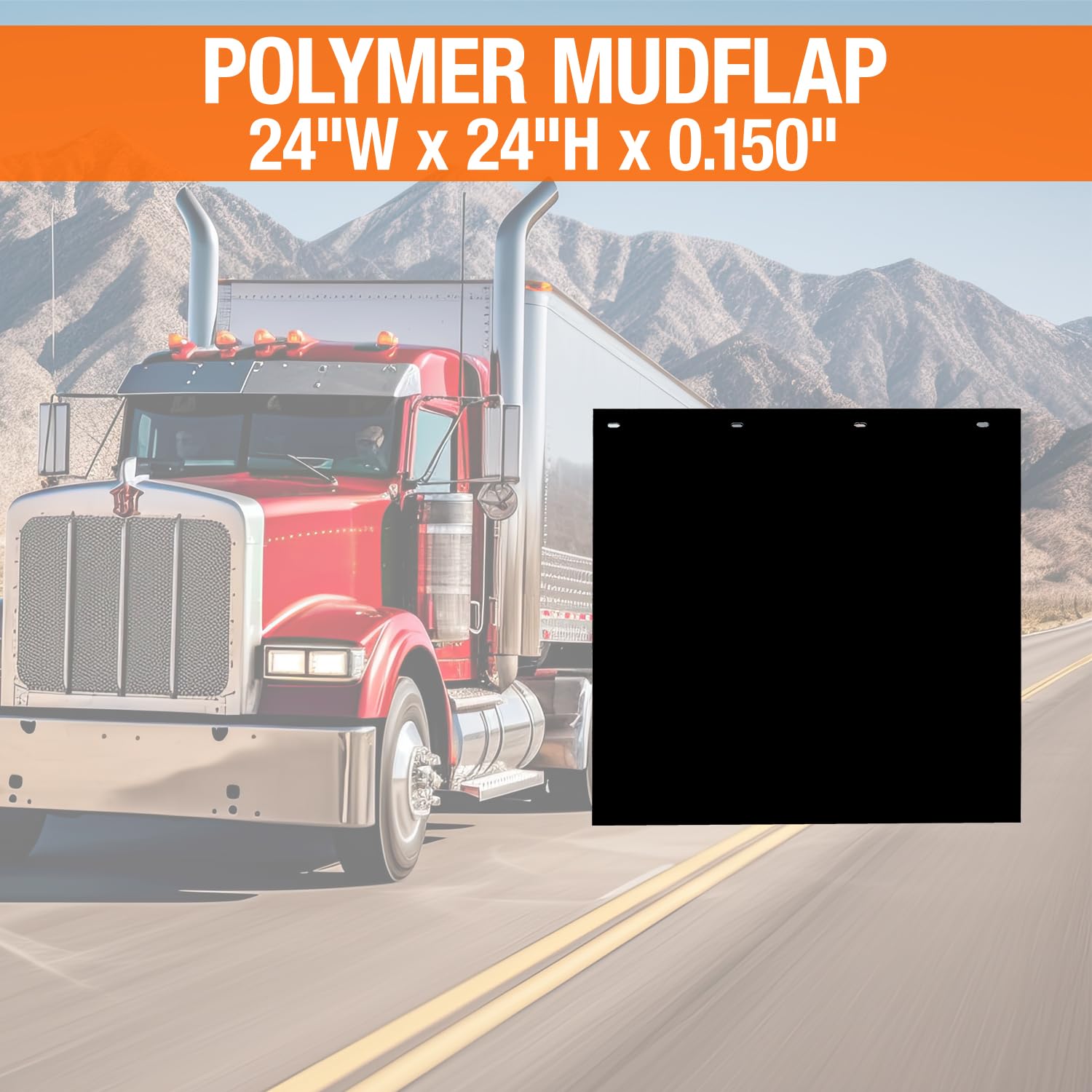 Buyers Products, 2 Pack, Super Durable Black Polymer Mudflaps 24X24 Inch, Rc24Ppbpkgd