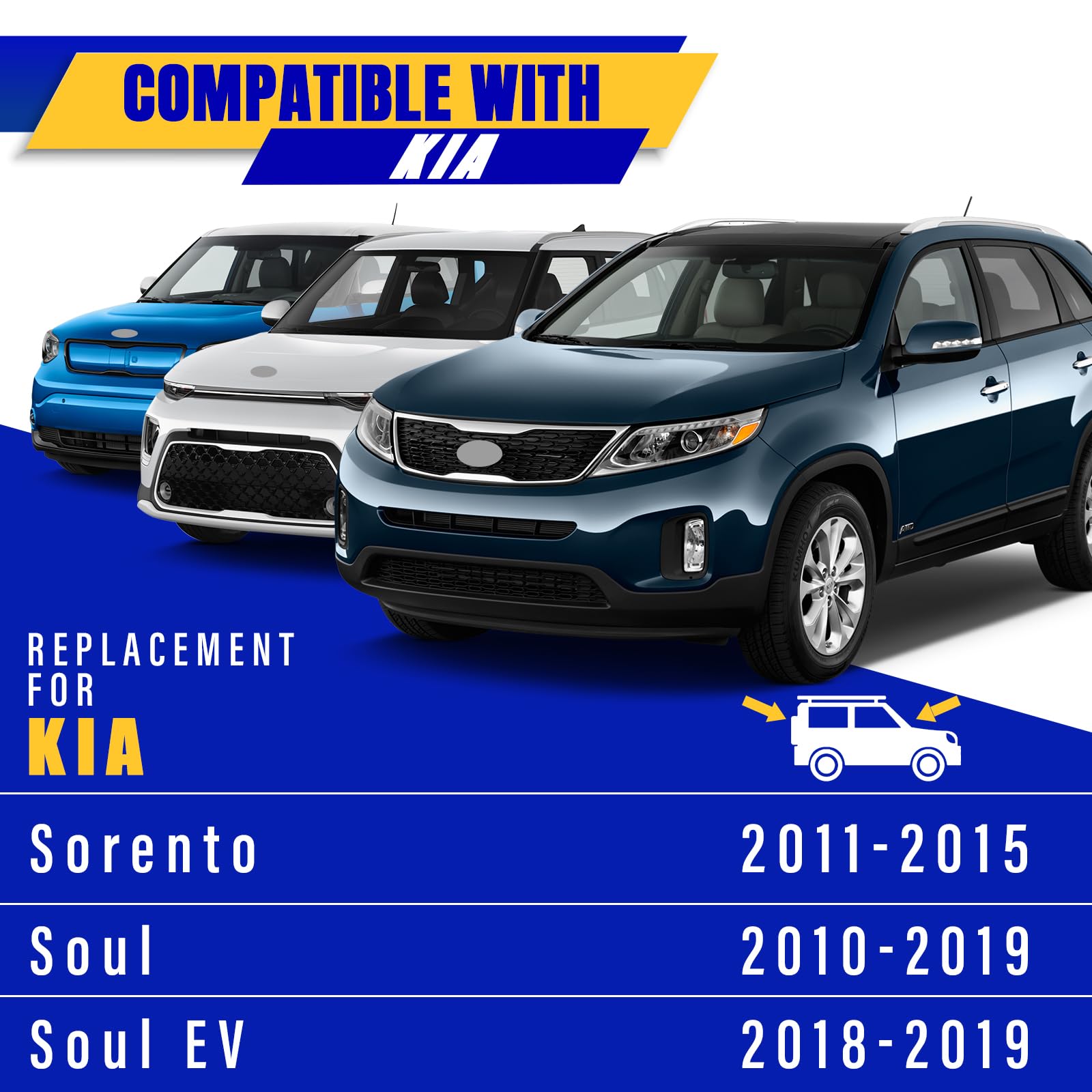 3 Wipers Replacement For 2011-2015 Kia Sorento/2010-2019 2021 Kia Soul/2018-2019 Kia Soul Ev, Windshield Wiper Blades Original E