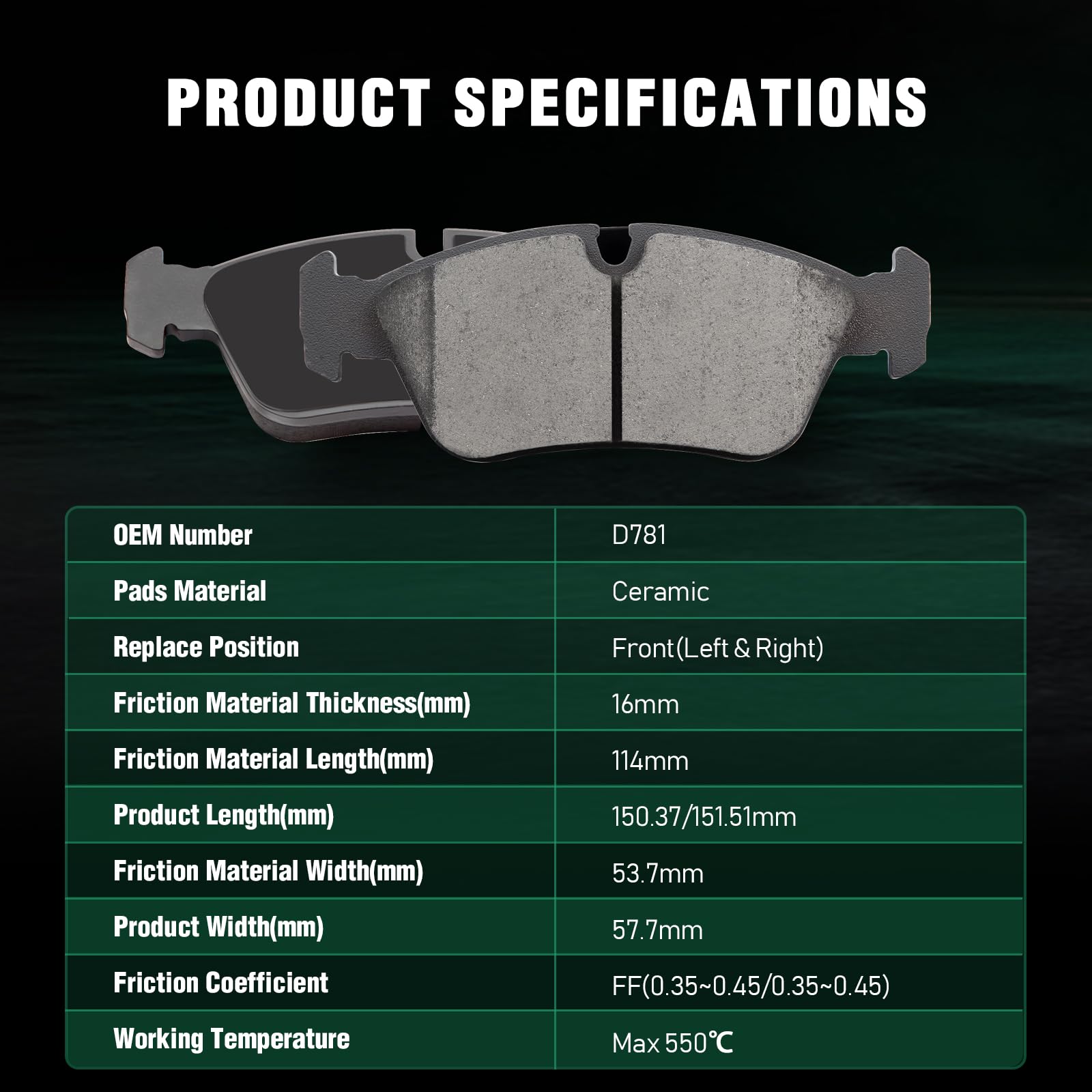 Automuto D781 & D763 Ceramic Brake Pads Kits, Front Rear Brake Pads Set Fit For Bmw 318I,318Is,318Ti,3I,323Ci,323I,323Is,325Ci,3