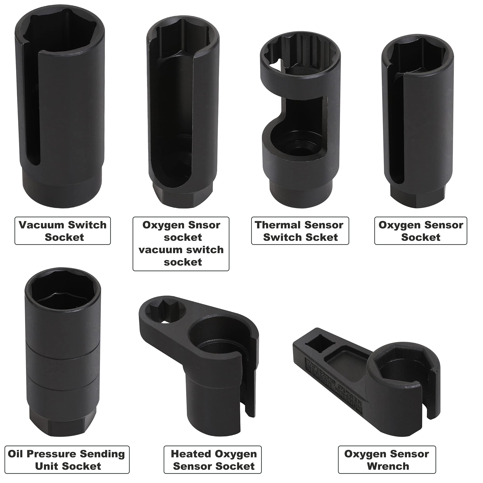 Wynnsky Oxygen Sensor & Oil Pressure Sending Unit, Master Sensor Socket Set, 7 Pieces